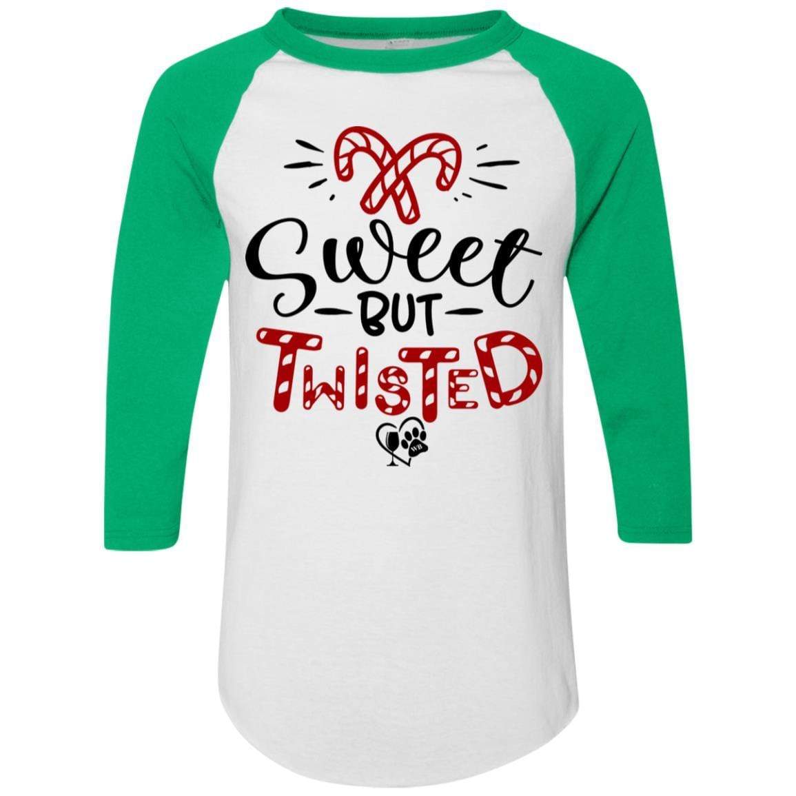 Sweet But Twisted Colorblock Raglan Jersey - Women's Long Sleeve Baseball Tee for Christmas & Holiday Parties - Cozy Casual Pullover for Festive Gatherings & Winter Outfits