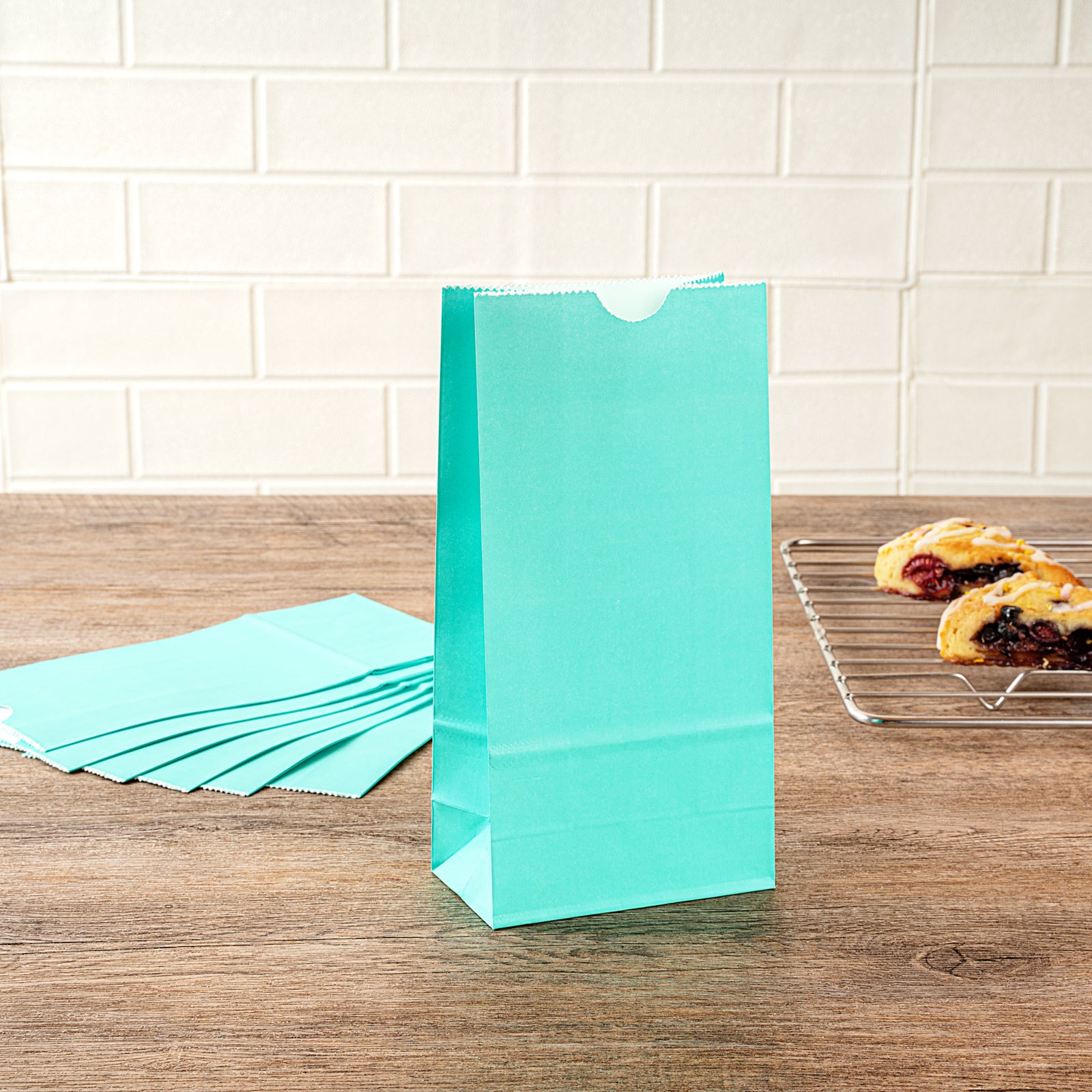 Premium Turquoise Paper Bags - 2 lb Capacity, 4.25