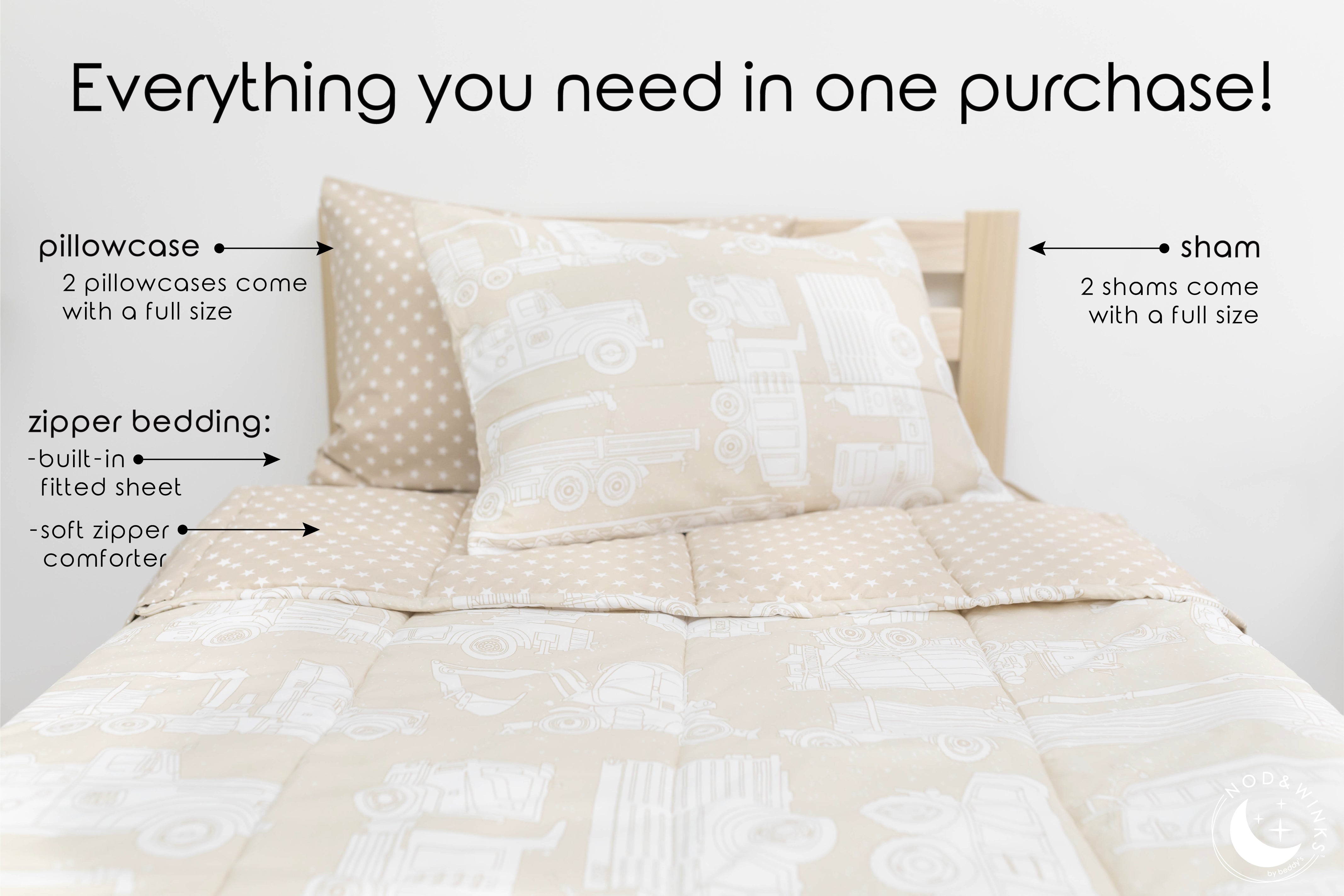 Mack Zipper Bedding Set - Soft & Breathable Comforter with Zipper Closure for Easy Washing | Perfect for Kids, Teens & Adults Bedrooms, Dorms & Guest Rooms