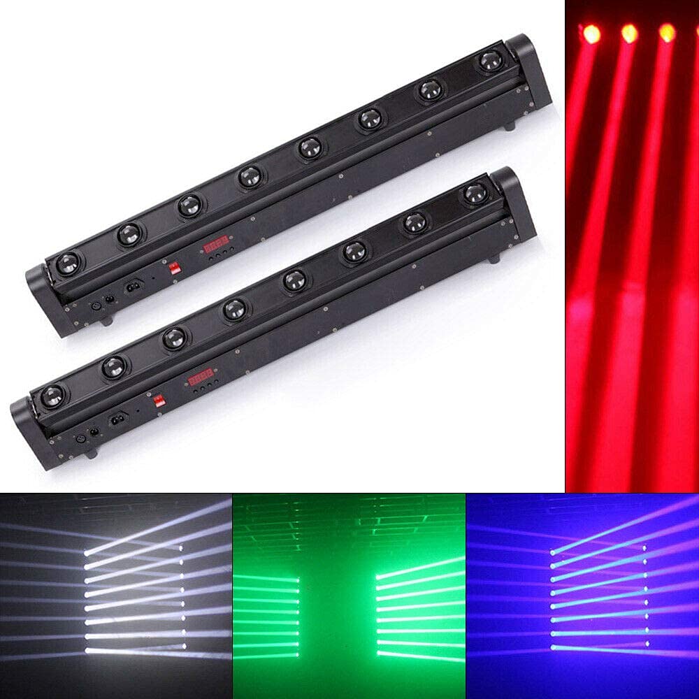 124W RGBW Moving Head Beam Light - 8 Scan LED Bar with DMX Control for DJ Stage Lighting (2PCS) | Perfect for Nightclubs, Concerts, and Live Events