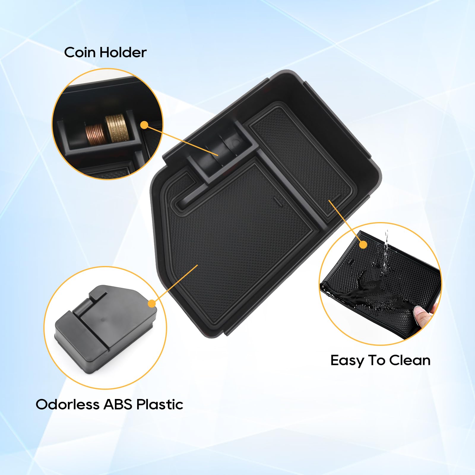 2022-2024 Kia EV6 Center Console Organizer - Premium Armrest Storage Tray with Sunglasses Holder | Car Interior Accessories for EV6 Models | Perfect for Road Trips & Daily Commuting (Black)