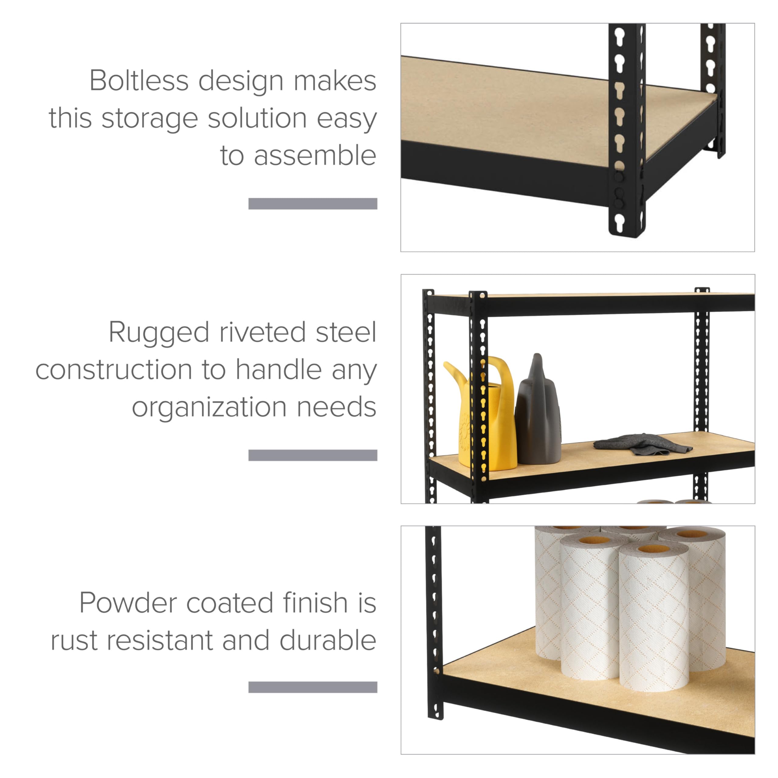 Hirsh Industries 3-Tier Heavy Duty Metal Shelving Unit - 12