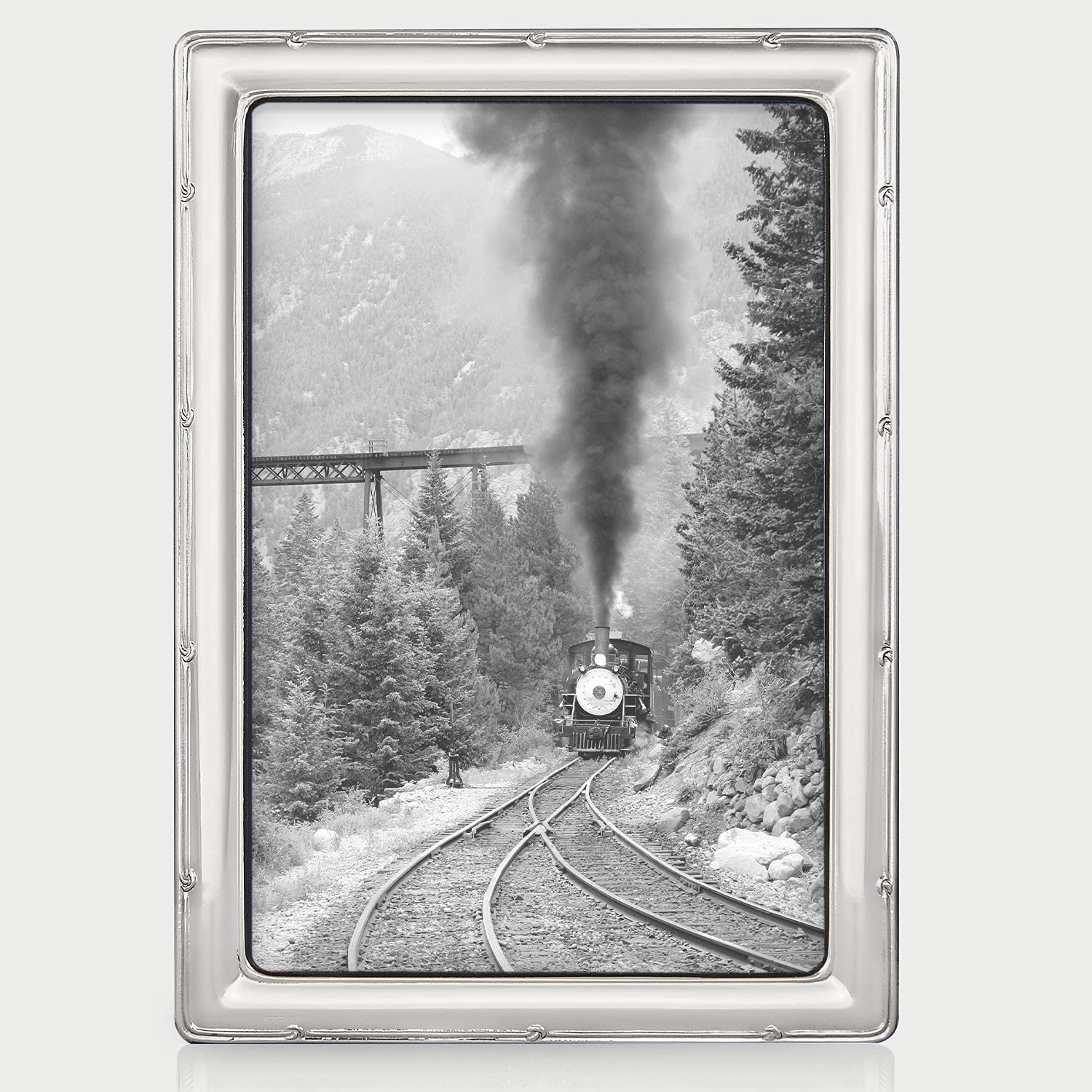 TIZO 5x7 Hammered Silver Deco Picture Frame - Premium Boutique Quality Photo Display - 925 Sterling Silver Collection - Perfect for Home Decor, Wedding Photos & Gift Giving