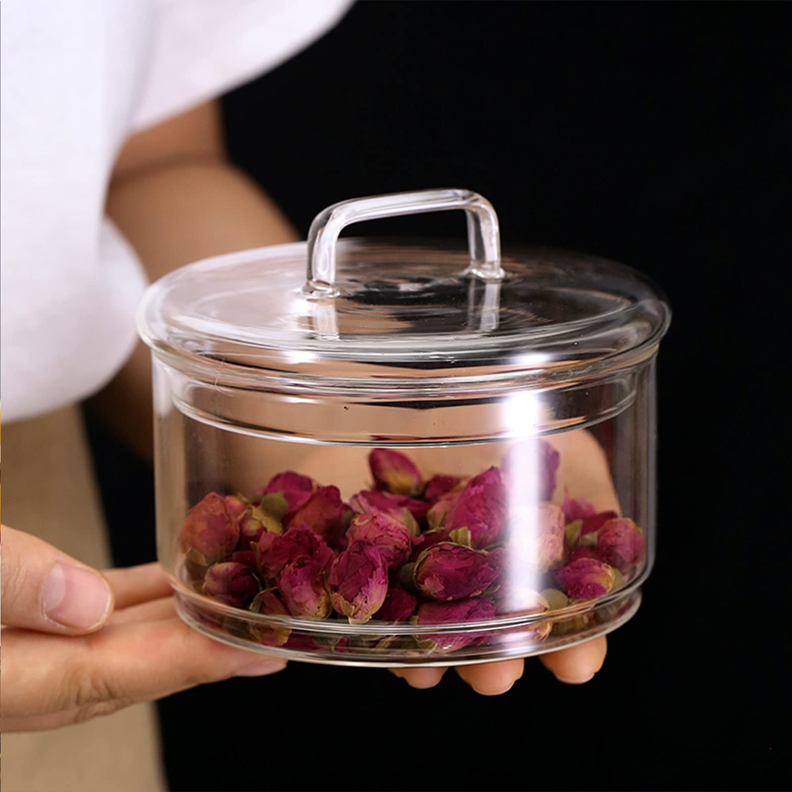 Glass Storage Jars with Airtight Lids - Multi-Tier Stackable Food Containers for Kitchen Pantry Organization - Hermetic Canning Jars (Set of 2) - Perfect for Storing Dry Goods, Spices & Meal Prep