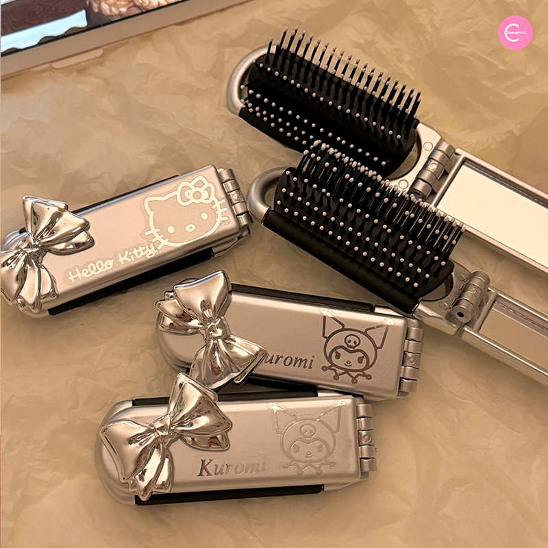HEART PLANET Compact Foldable Cushion Brush with Mirror - Portable Makeup Brush for Travel, Touch Ups & On-The-Go Beauty - Perfect for Home, Office & Travel Makeup Kit
