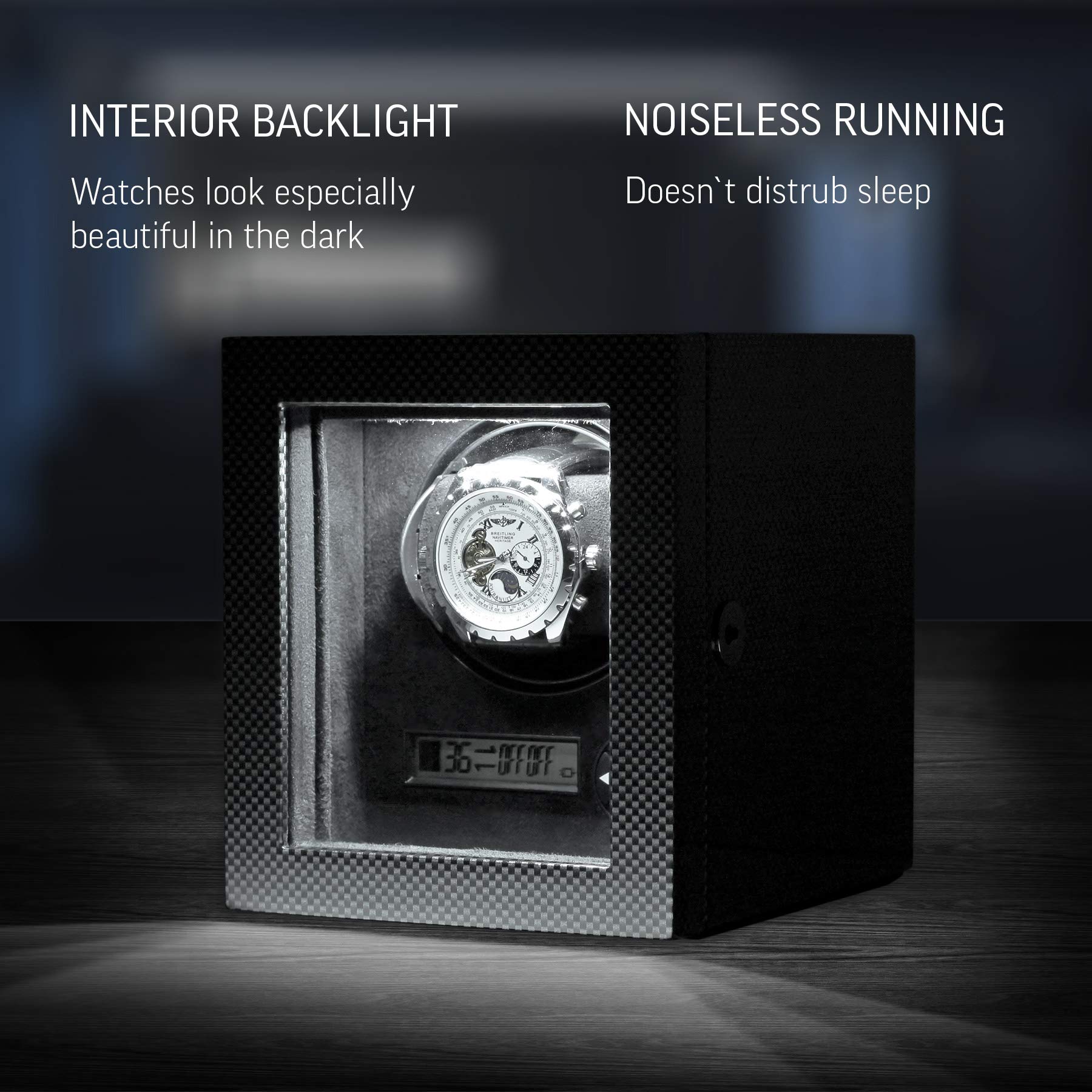 Premium 9-Watch Winder with LED Interior Lighting & Storage Drawer - Carbon Fiber - Perfect for Watch Collectors & Luxury Timepiece Display