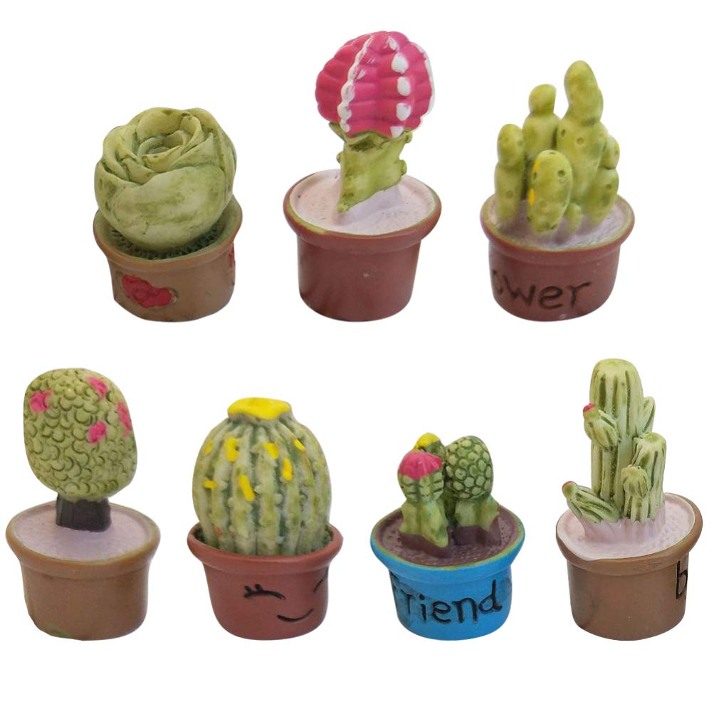 KESYOO 7-Piece Mini Artificial Plants Set - Small Potted Greenery for Dollhouse, Pretend Play, DIY Home Decor, Tabletop & Shelf Display (Mixed Style, Green)