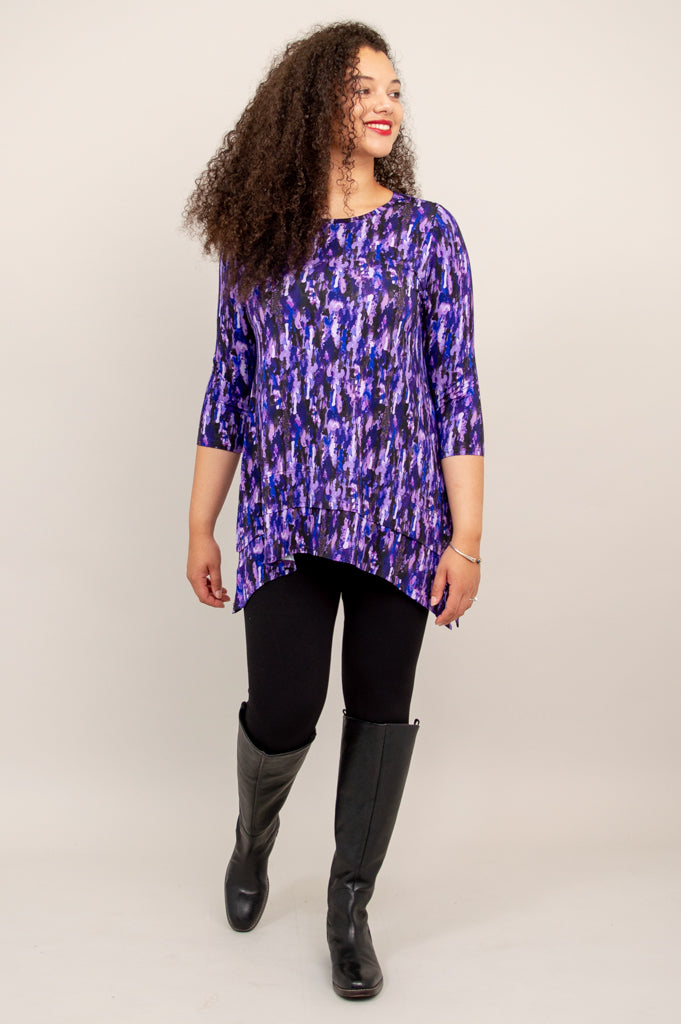 Kindness Tunic Top for Women - Soft Bamboo Fabric in Plum Rain Color - Perfect for Casual Wear, Office Outfits & Summer Dresses
