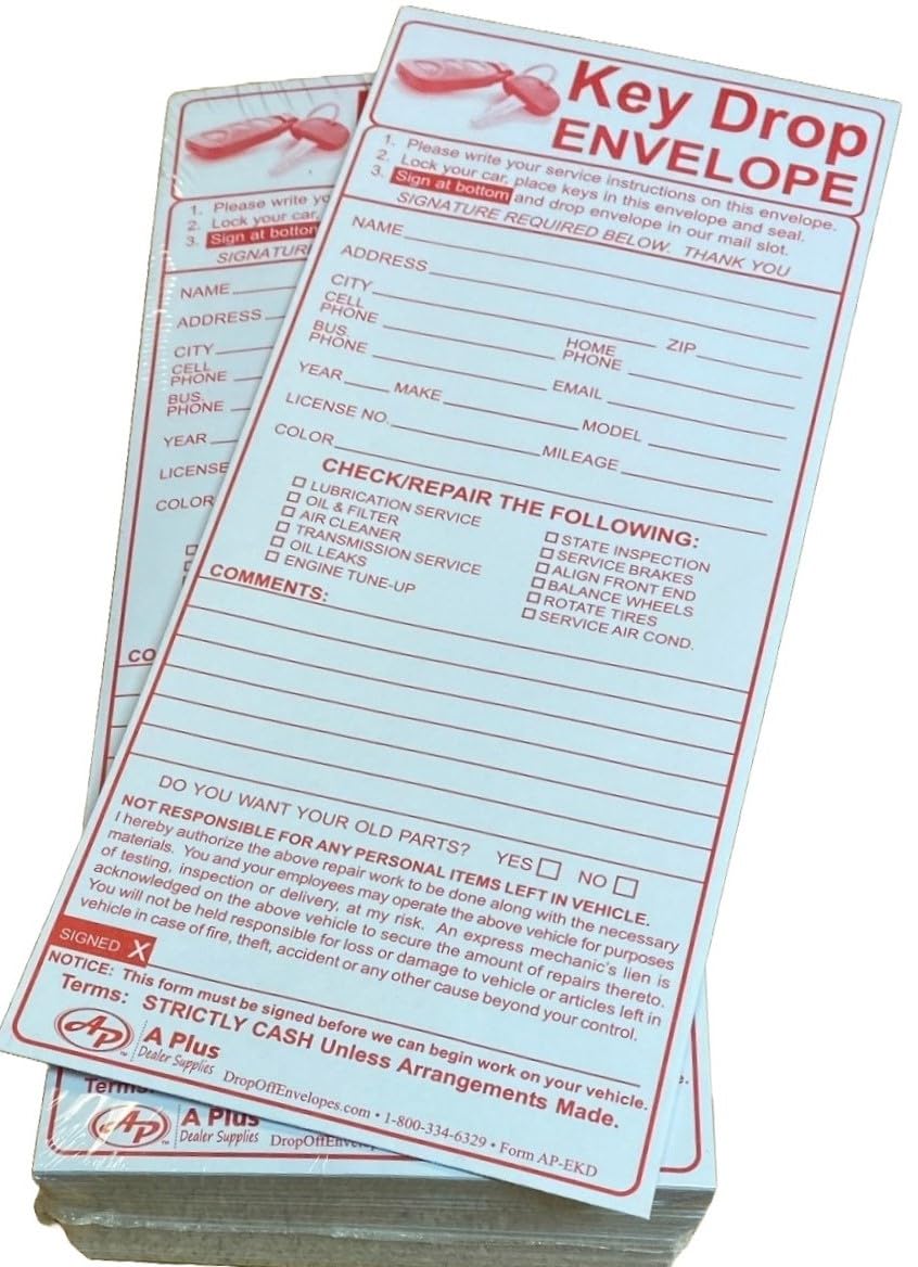 500 Key Drop Envelopes EKD (P11) - Secure Key Storage for Hotels, Rentals & Property Management