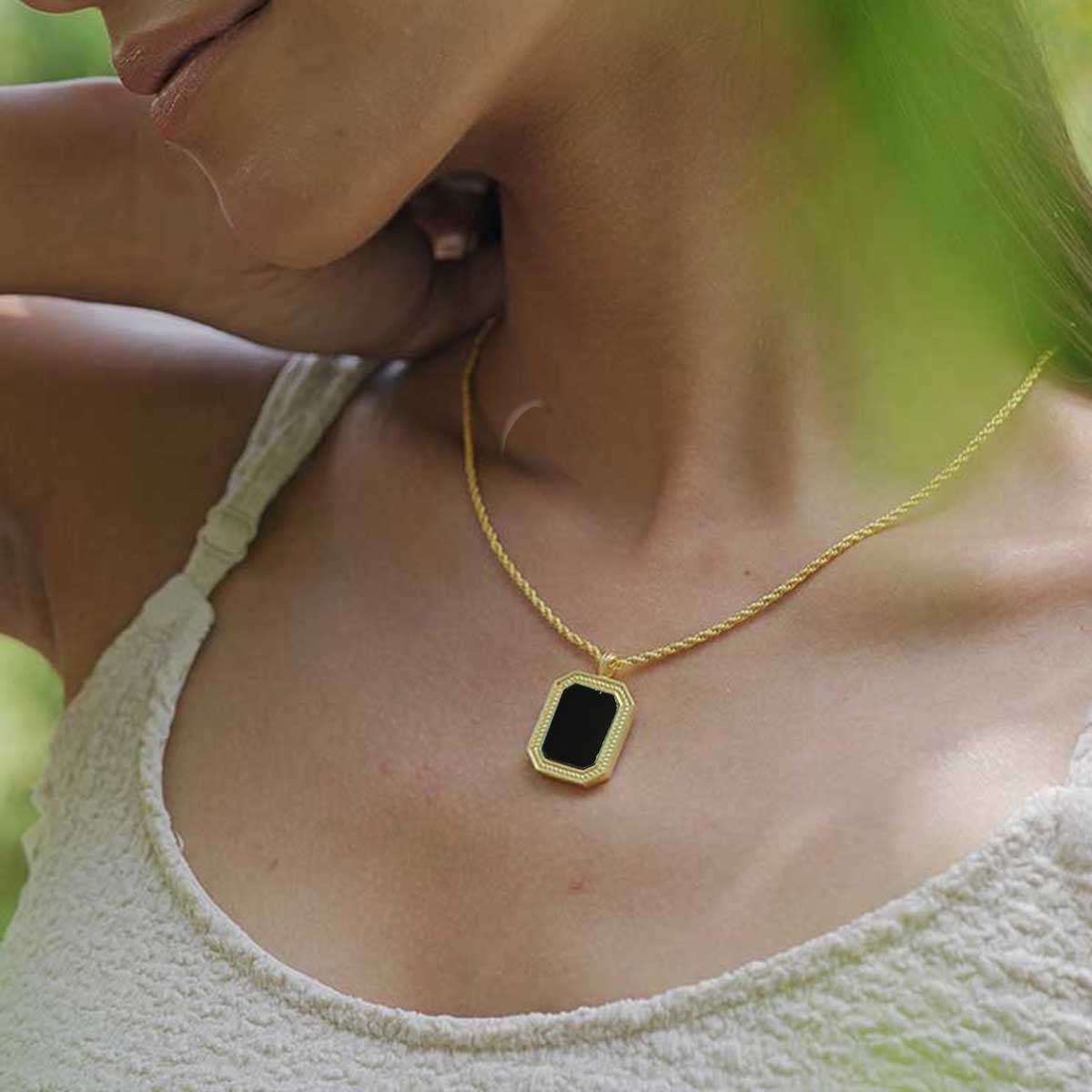 True Essence Black Onyx Pendant Necklace & Stud Earrings Set – Elegant Jewelry Gift for Women, Perfect for Weddings, Parties & Everyday Wear