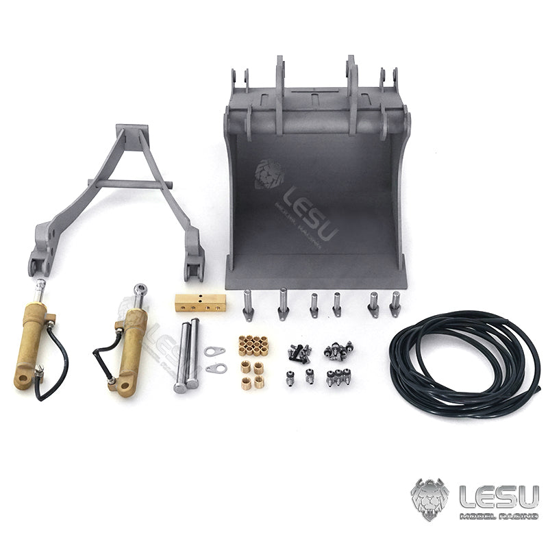 LESU 1/14 C374 RC Hydraulic Excavator Metal Heavy Duty Ripper Fork Bucket with Quick Detach Mount & Protective Fences - Durable Tractor Trailer Attachment for Construction, Landscaping & RC Model Excavation Projects