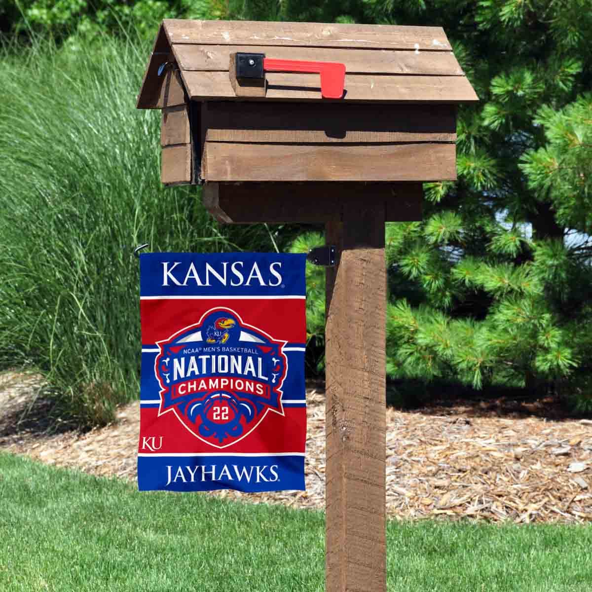 Kansas Jayhawks 2022 NCAA Basketball Champions Double-Sided Garden Flag | KU Jayhawks Official College Banner for Outdoor Decor, Sports Fan Yard Display, and Game Day Party Decorations