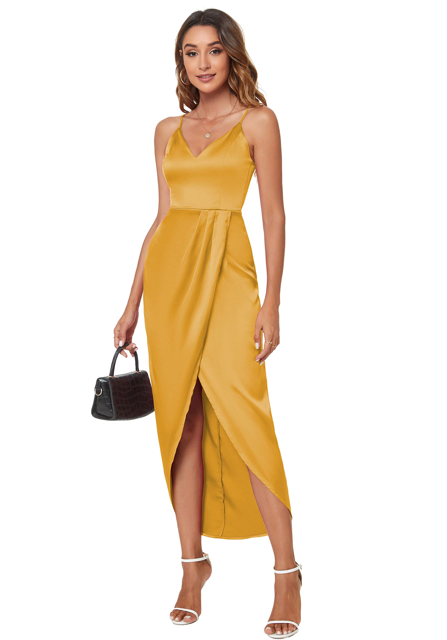 Sexy Women's V Neck Backless Maxi Dress - Sleeveless Spaghetti Strap Cocktail Party Dress for Evening Events, Date Night & Summer Vacations | CMZ2005 71729