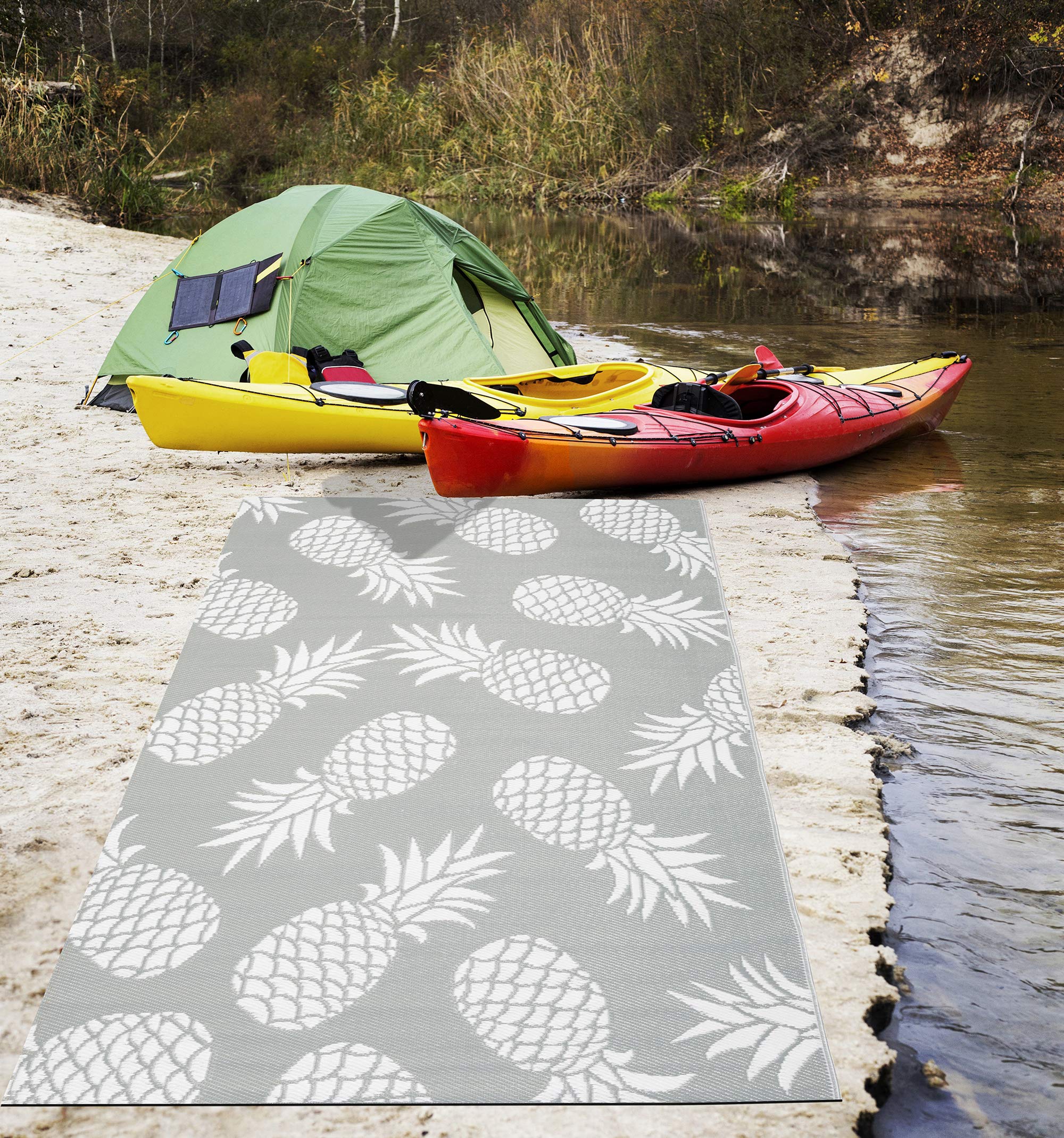 Fiesta Premium Quick Dry Reversible Plastic Rug - Indoor/Outdoor RV Camping Mat for Beach, Picnic, Patio & Poolside - 6x9 Feet Waterproof Floor Covering - Perfect for Outdoor Adventures & Home Decor