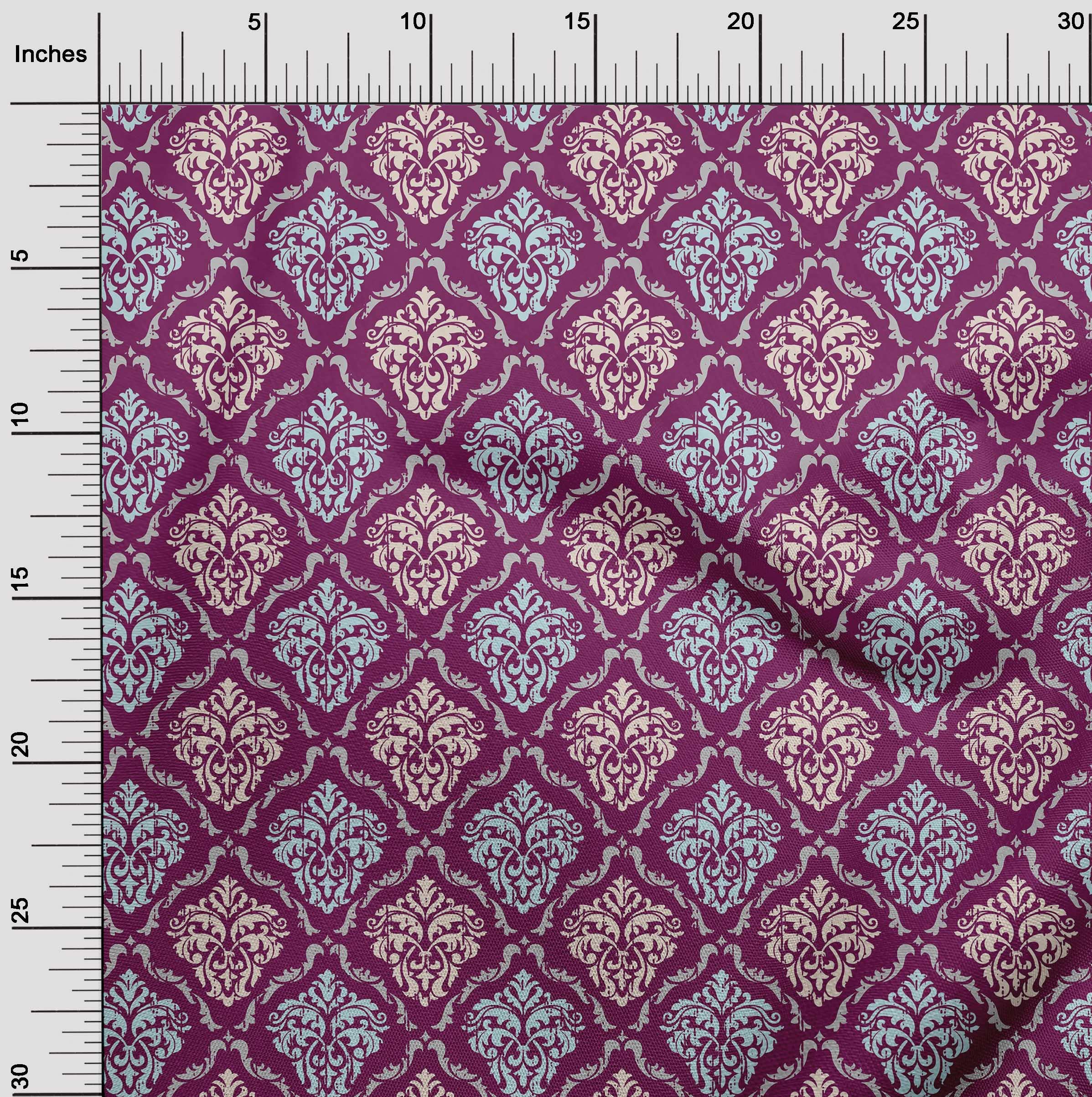 Premium Cotton Silk Blend Purple Suzani Fabric by The Yard - 42 Inch Wide for DIY Clothing, Home Decor & Sewing Projects | Perfect for Dresses, Curtains & Crafting