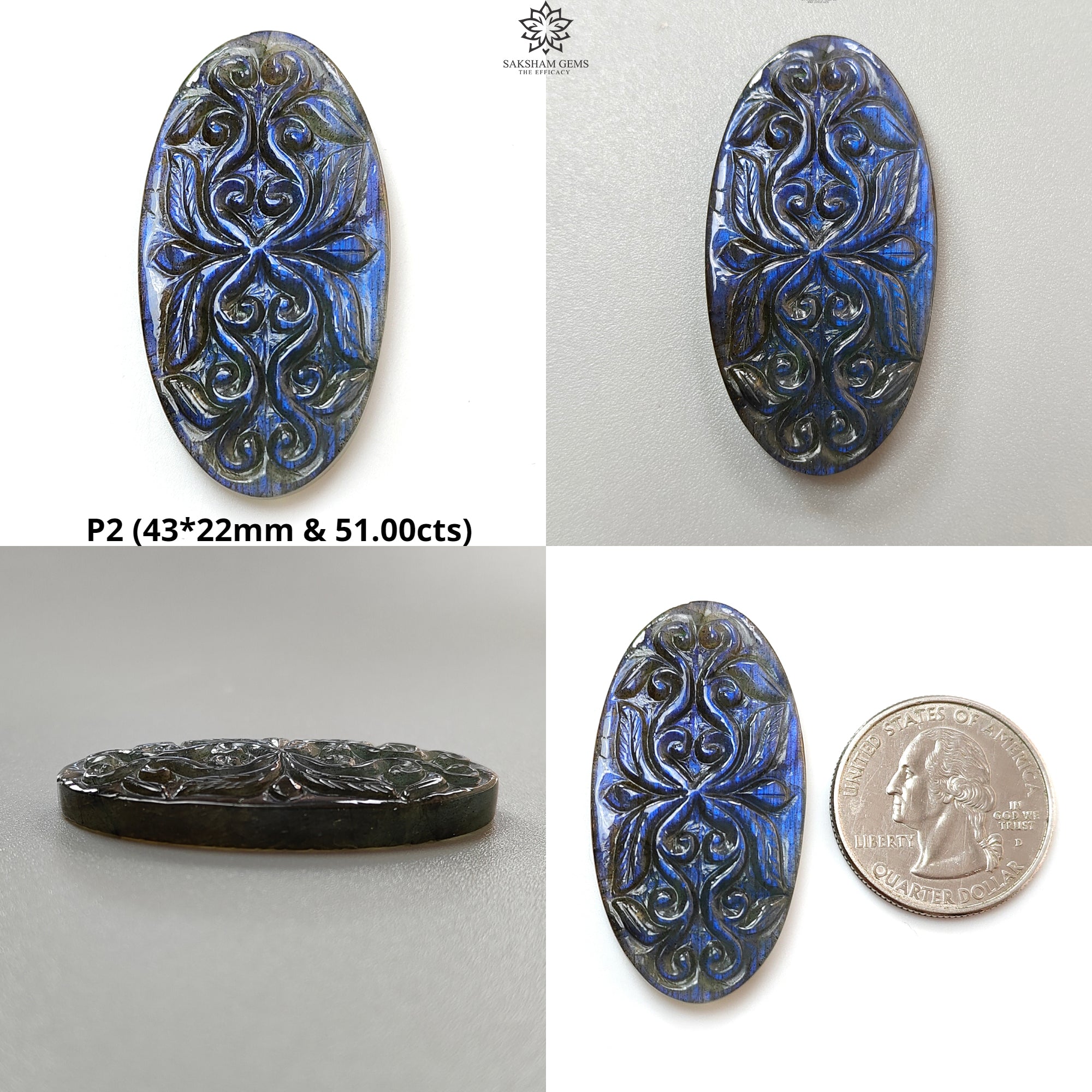 Natural Blue Labradorite Gemstone Carving - Untreated Fire Labradorite February Birthstone, Handcrafted Oval Shape (1pc) | Perfect for Jewelry Making, Crystal Healing & Spiritual Gifts