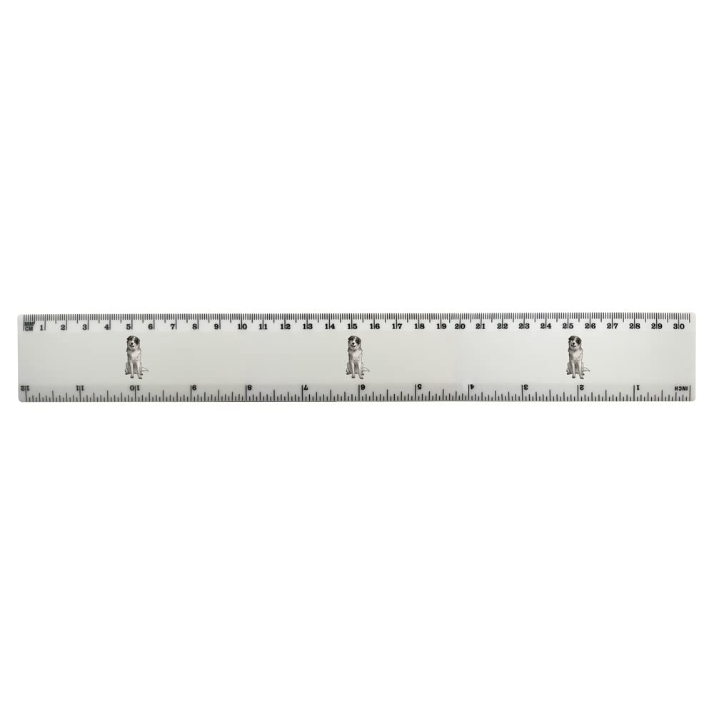 Azeeda 12 Inch White Plastic Ruler with Pyrenean Mountain Dog Design - Perfect for School, Office, and Art Projects (RL00066608)