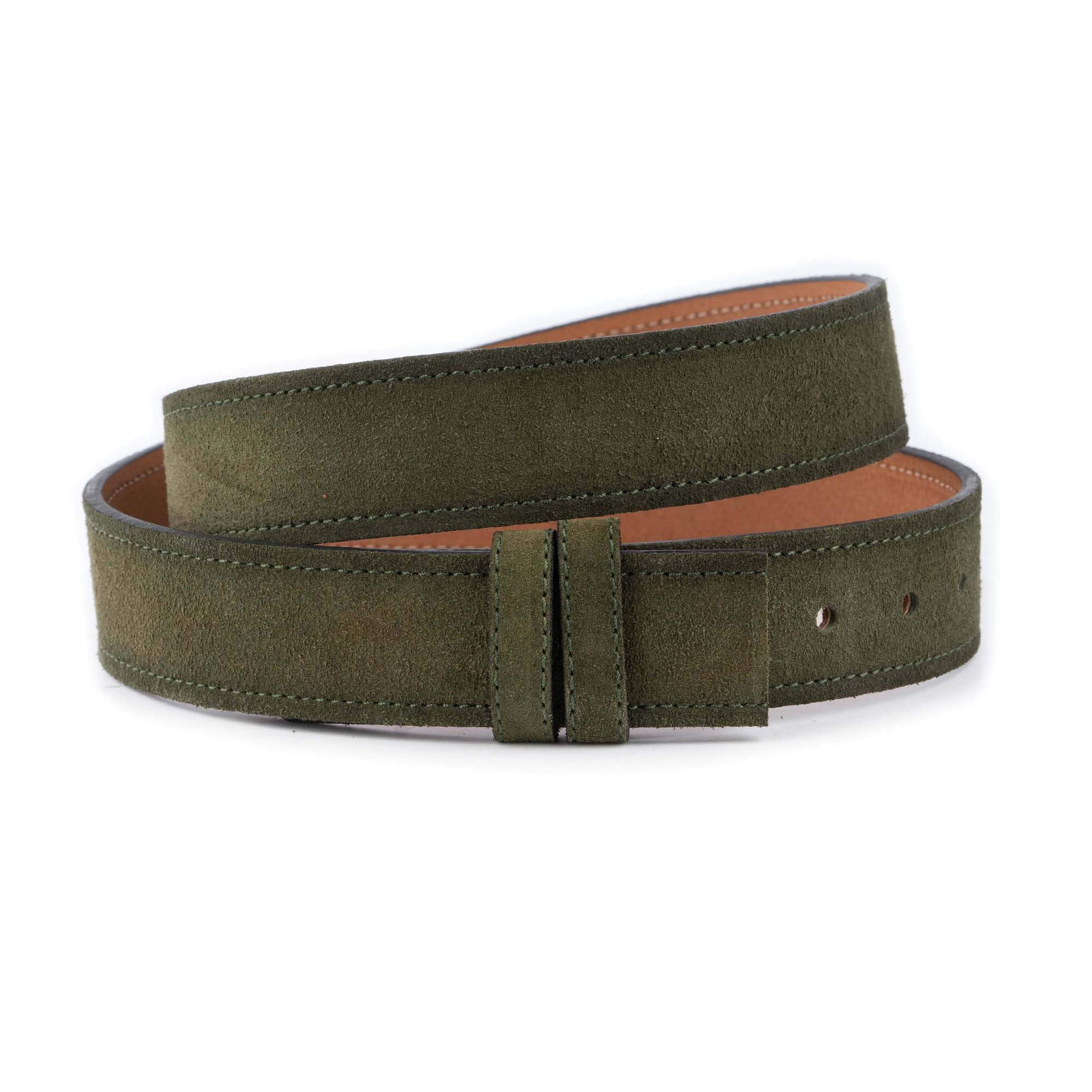 Cartier Replacement Belt Strap - 3.8cm Olive Green Suede Leather with Buckle | Classic & Stylish Accessory for Men's Fashion | Perfect for Casual Wear, Office & Formal Occasions