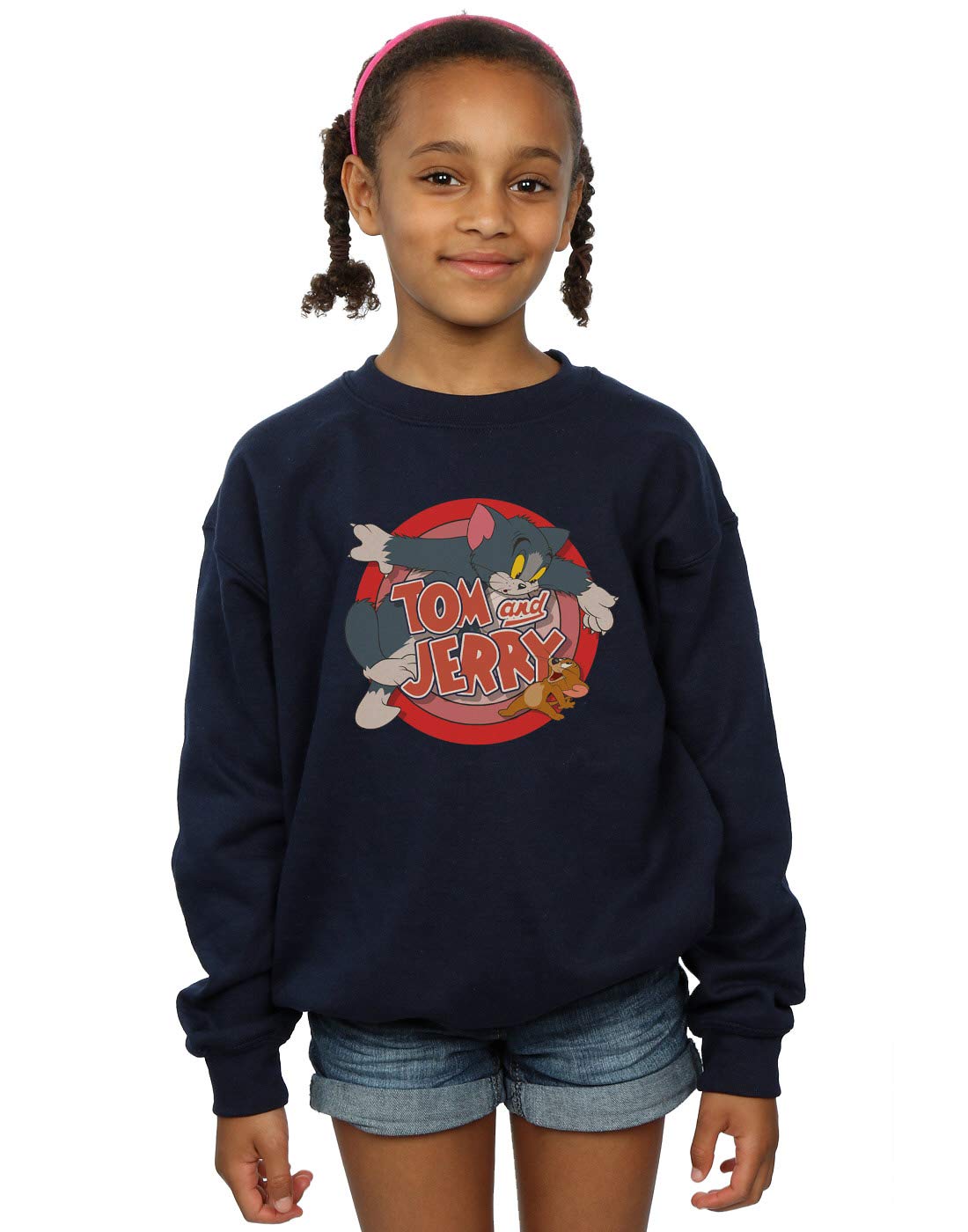TOM and JERRY Girls Classic Cartoon Print Pullover Hoodie - Navy Blue Sweatshirt for Teens Age 12-13 | Casual Wear, School Outfits & Cartoon Lovers Gift