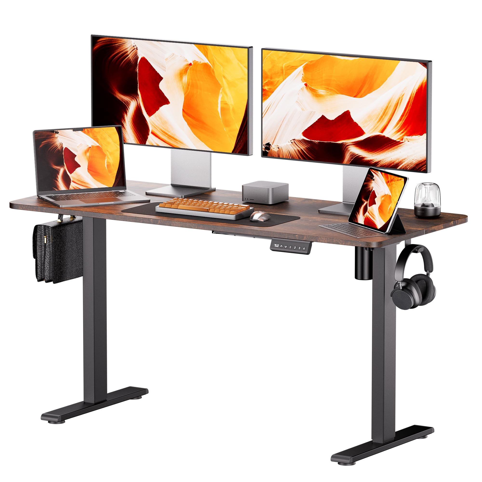 Adjustable Height Electric Standing Desk with Memory Preset - 55 x 24 Inches Ergonomic Home Office Desk for Work & Study - Perfect for Remote Work, Gaming & Small Spaces