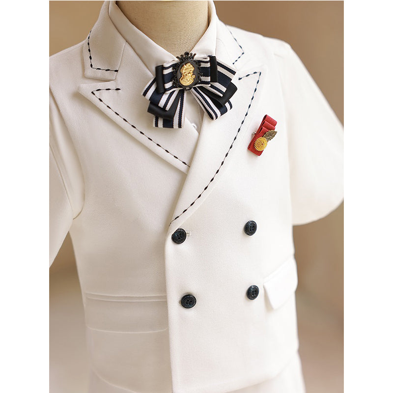 Kids' Pure White Suit Set for Birthday Party & Special Occasions - Elegant Formal Wear for Boys' Celebrations, Photos, and Weddings