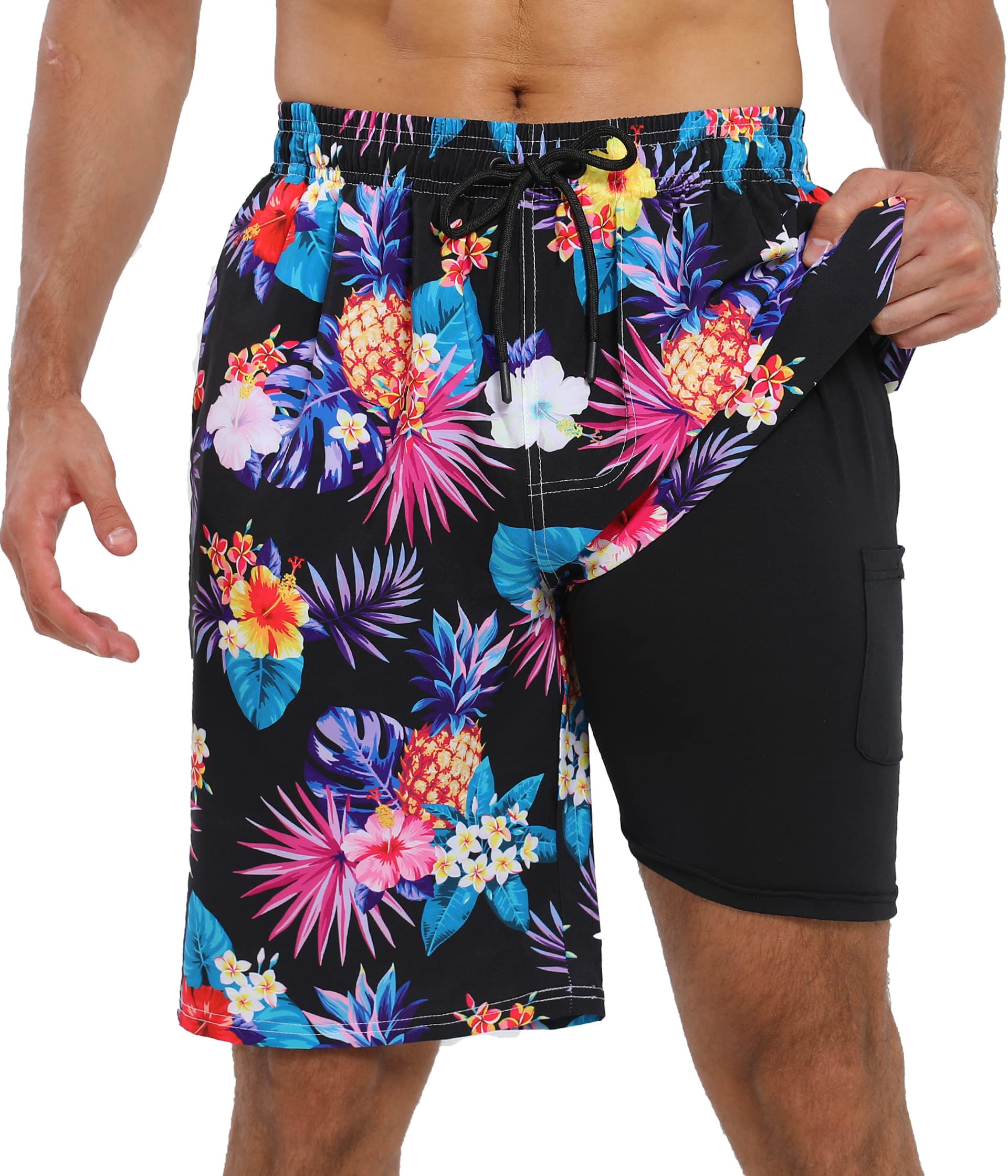 **XSKJY Men's Quick-Dry Swim Trunks with Compression Liner - UPF 50+ Swim Shorts for Surfing, Beach, Pool & Water Sports**    (Note: Added UPF 50+ for SEO, removed redundant terms, structured for clarity, and included key usage scenarios.)
