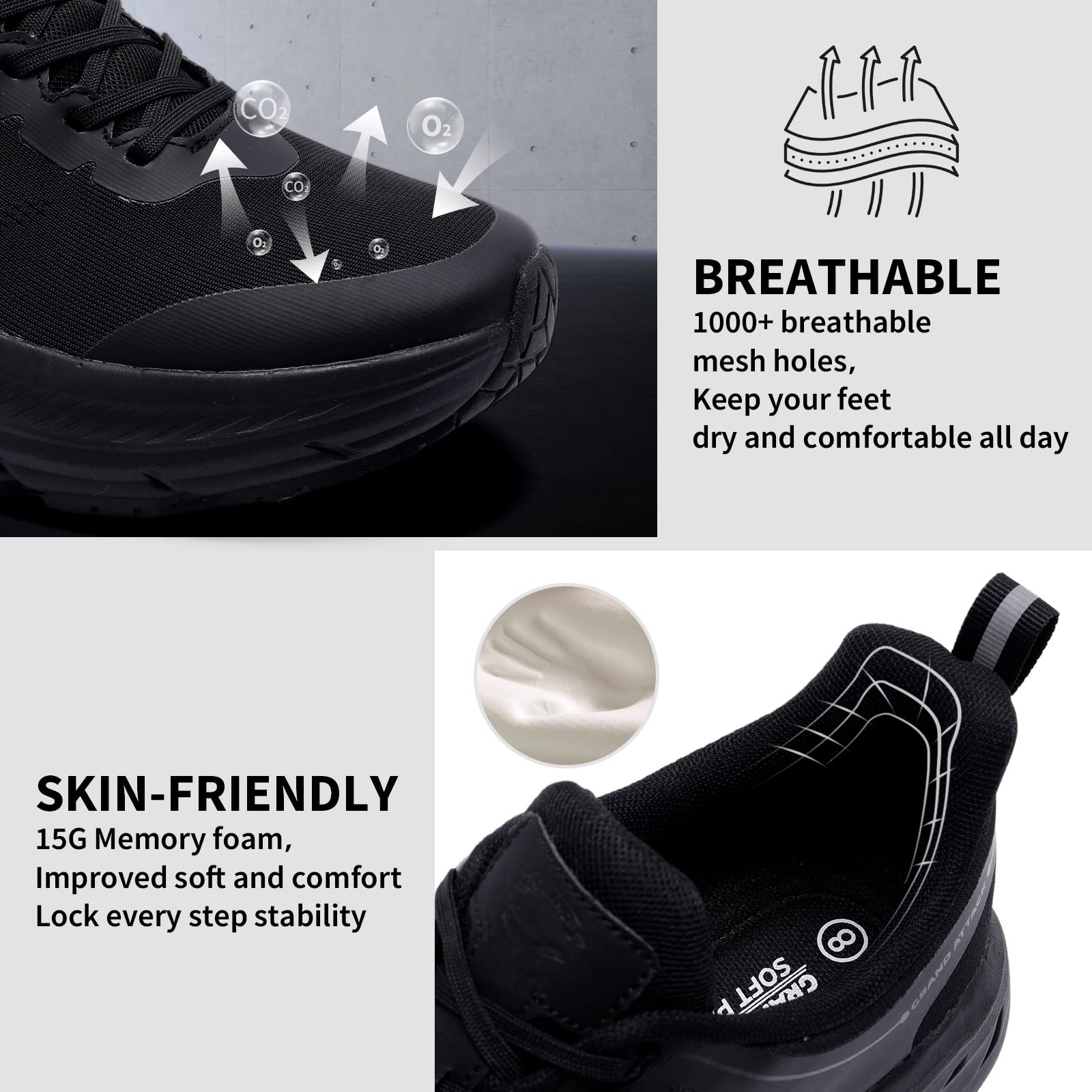 Grand Attack Men's Road Running & Walking Shoes - Max Cushioned Comfort, Durable Non-Slip Design, Breathable Athletic Sneakers for Tennis & Cross-Training | Perfect for Jogging, Gym Workouts & Daily Wear