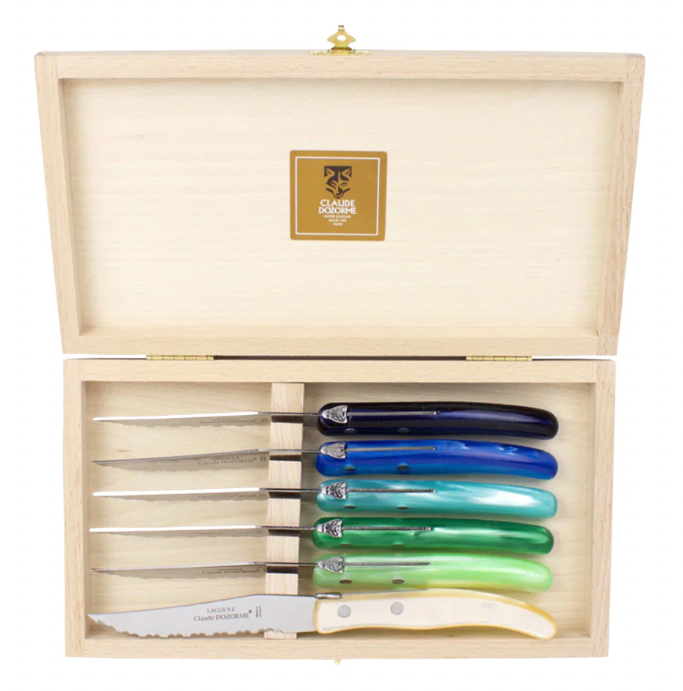 Premium Claude Dozorme 6-Piece Steak Knife Set - High-Quality Stainless Steel Blades for Perfect Steak Cutting | Ideal for Dinner Parties, BBQs & Fine Dining Experiences