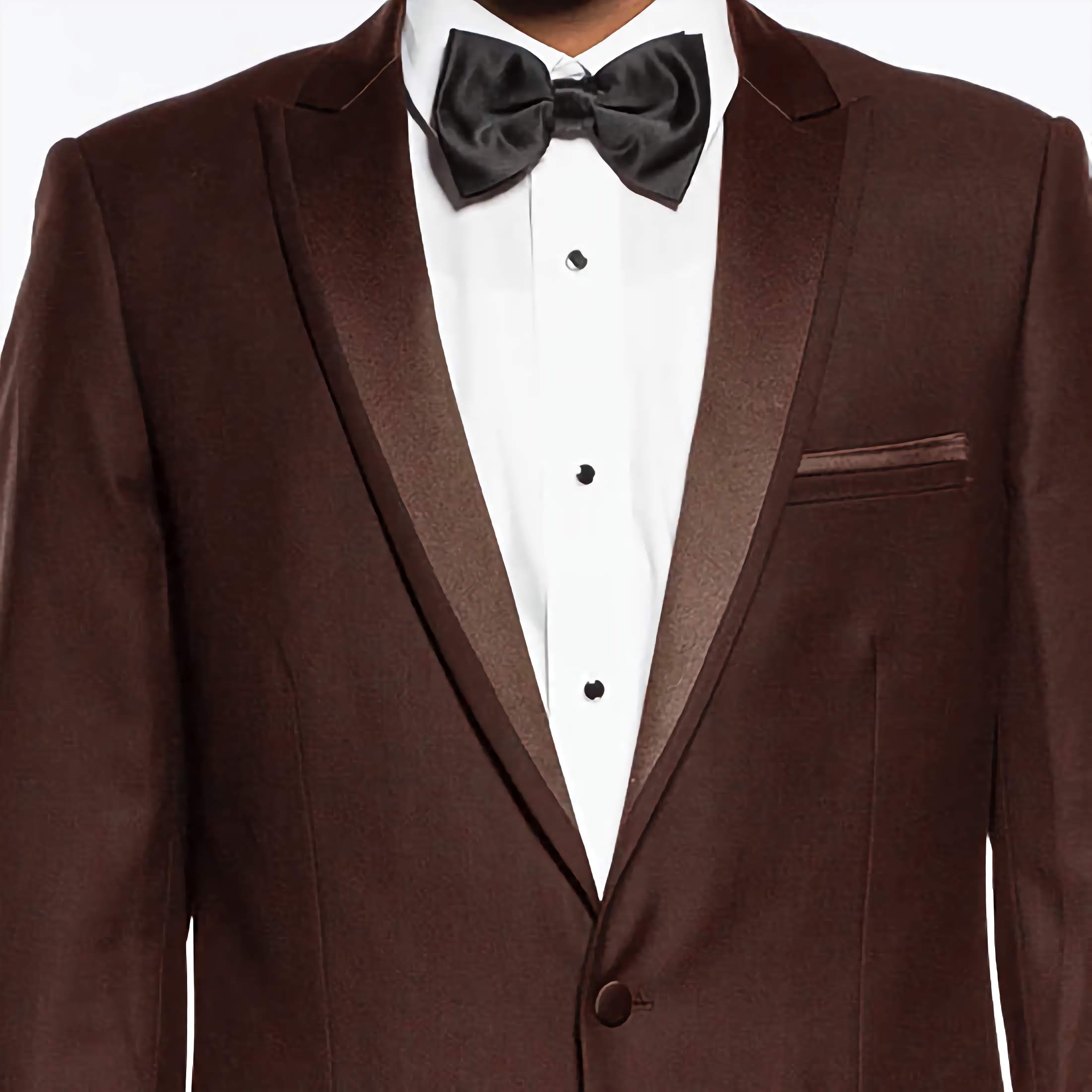 Elegant Brown Slim Fit 2-Piece Tuxedo Suit with Satin Peak Lapel for Weddings, Prom & Formal Events - Premium Men's Business Attire