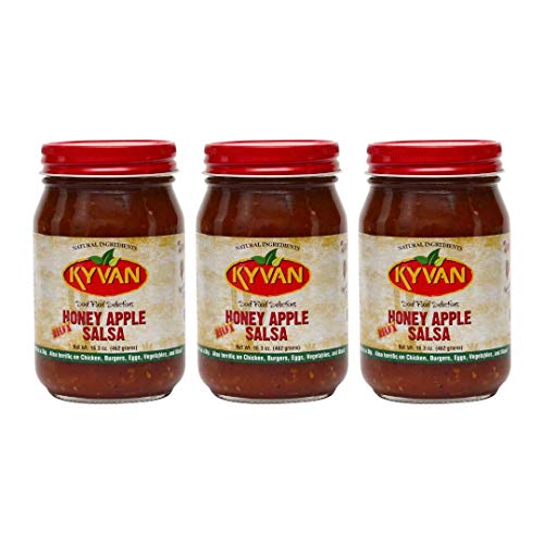 KYVAN Hot Honey Apple Salsa - 3 Pack Spicy Sweet Fruit Salsa for Chips, Tacos & Grilled Meals | Perfect Party Dip & BBQ Topping