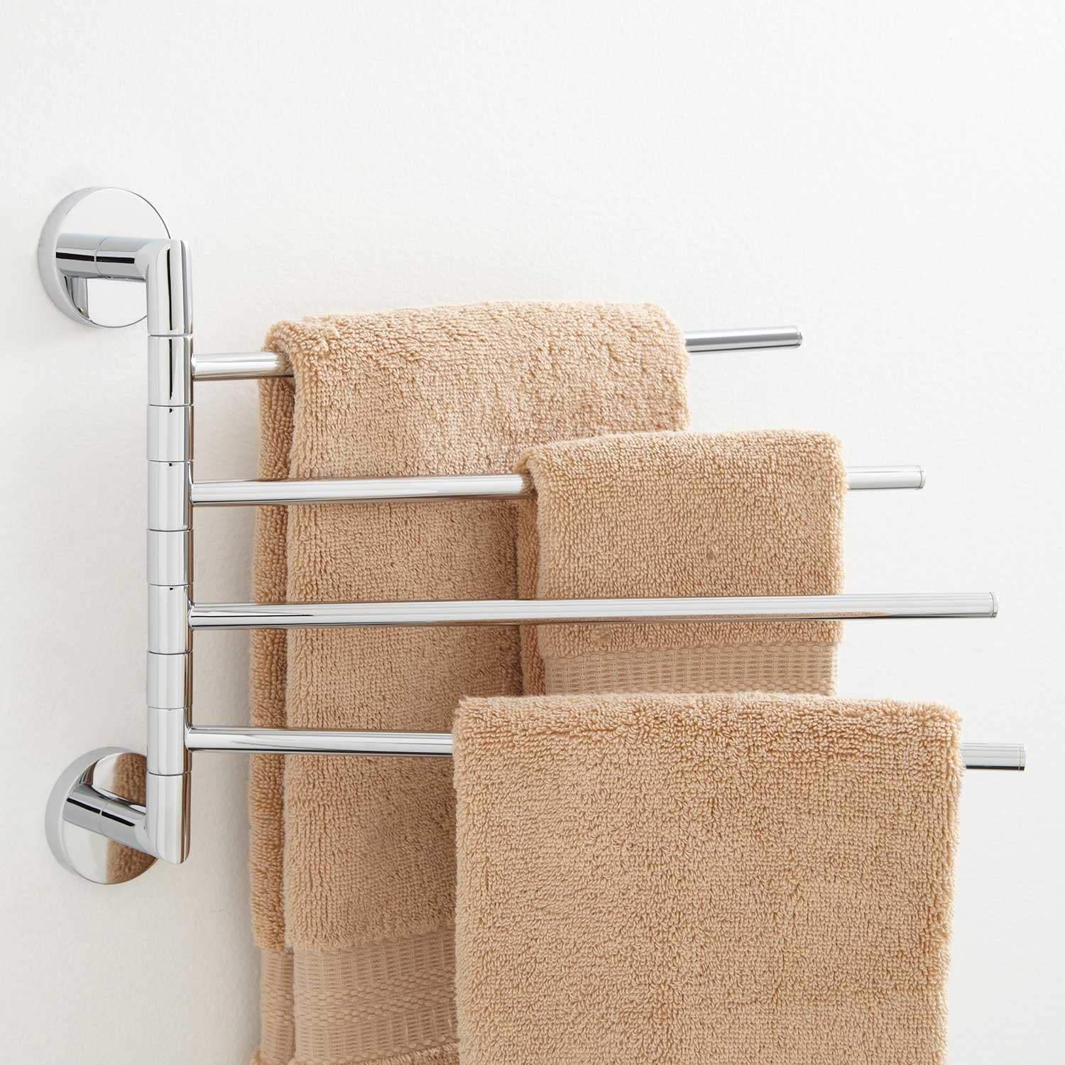 Signature Hardware 353731 Colvin 4-Arm Swing Towel Bar - Polished Chrome Bathroom Accessory for Modern & Traditional Homes