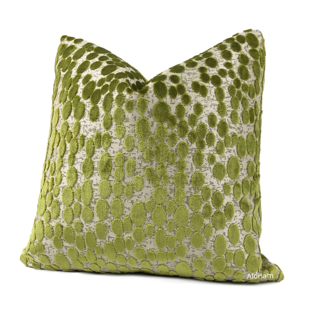 Beverly Green Cut Velvet Dots Pillow Cover - Soft Decorative Throw Pillow Case for Sofa, Bed, Couch - Luxury Home Decor Accent