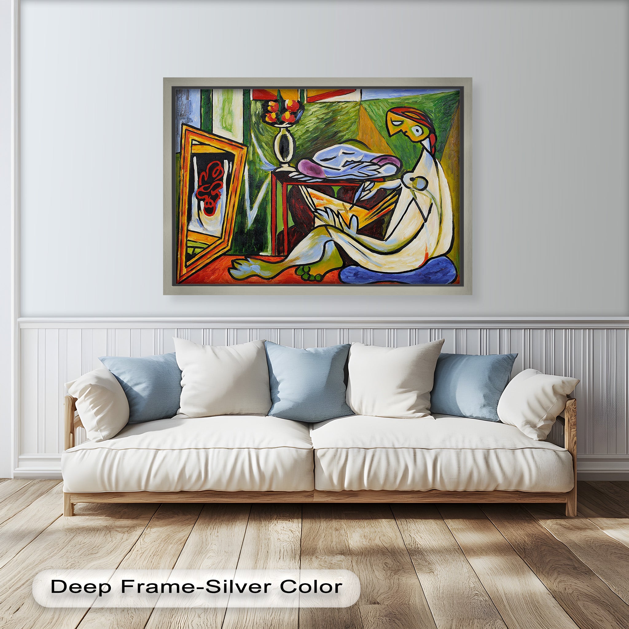 Abstract Interior Scene Picasso Style Oil Painting - Handmade Wall Art for Living Room, Bedroom & Office Decor