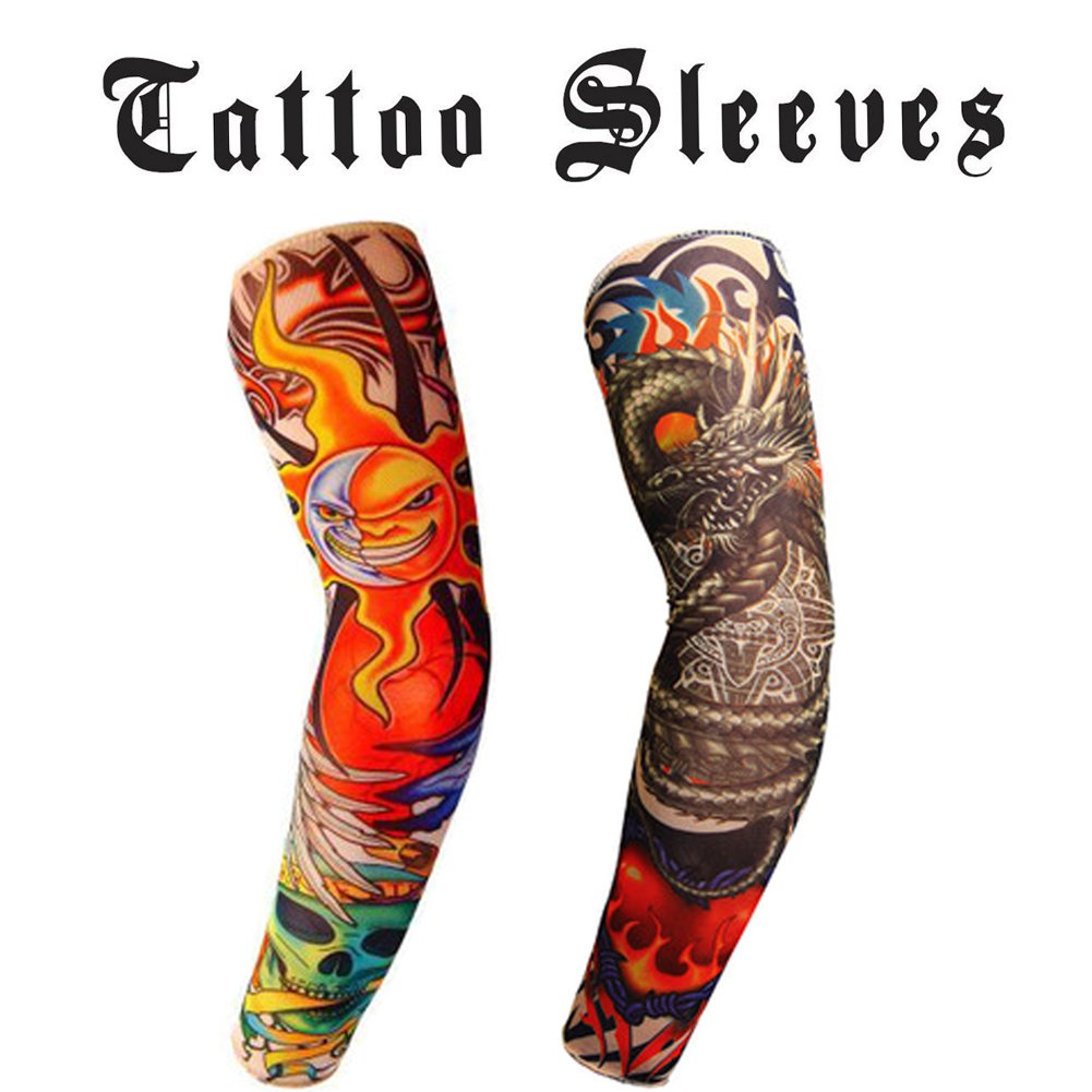 Fantastic Me 6-Piece Temporary Tattoo Arm Sleeves Set - UV Protection Sunscreen Sleeves for Outdoor Sports, Running, Fishing & Riding (18.9x3.3 Inches) - Tiger, Dragon & Skull Designs - Perfect for Sun Protection, Costume Parties & Athletic Performance
