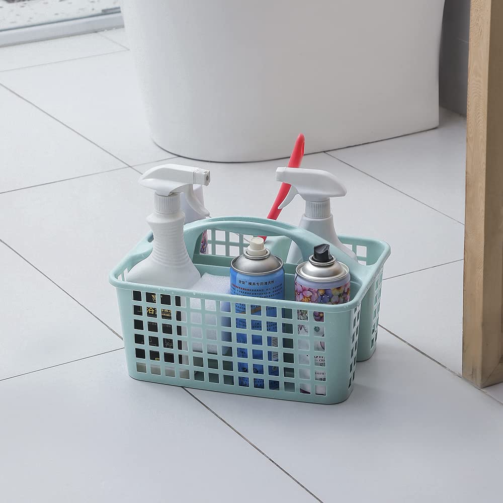 Plastic Cleaning Caddy with Handle - Shower & Garden Storage Basket (Blue)