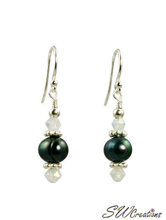 Opal Crystal Emerald Pearl Earrings for Women – Elegant Dangle Drop Jewelry for Party, Wedding & Special Occasions