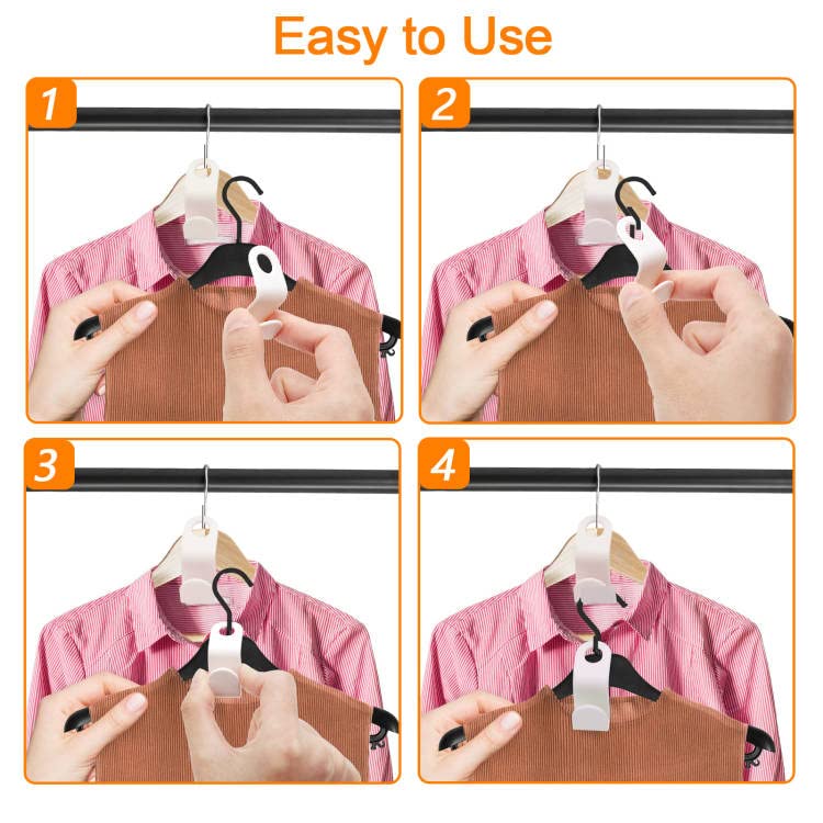 40 PCS Heavy Duty Plastic Clothes Hanger Connector Hooks - Space Saving Cascading Hangers for Closet & Cabinet Organization - Ideal for Small Spaces, Dorm Rooms & Laundry Rooms (White)