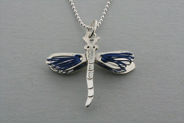 Dragonfly Wire Pendant Necklace - Blue Charm on 45cm Ball Chain for Women, Gift for Her, Boho Jewelry for Everyday Wear & Special Occasions