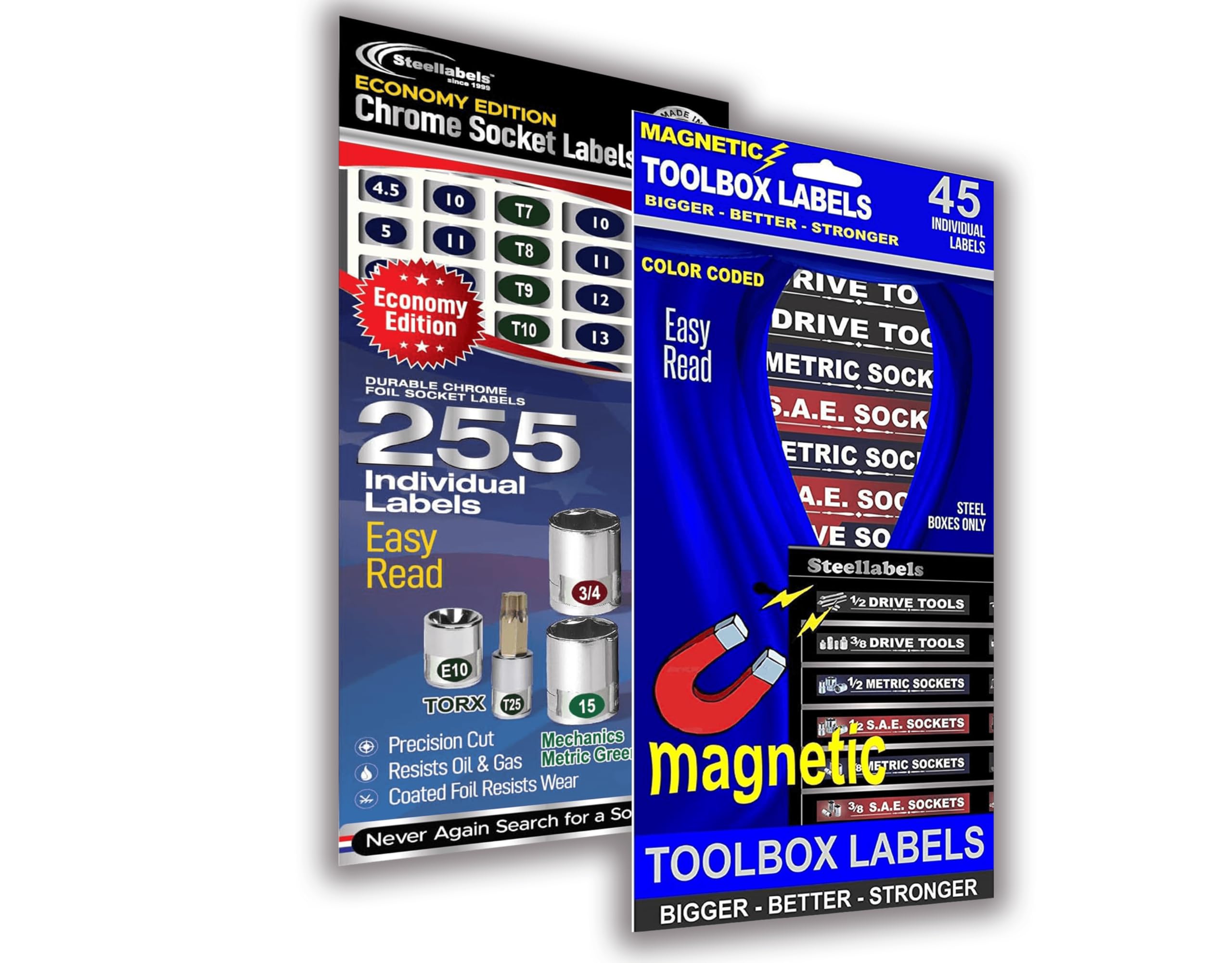 Ultimate Magnetic Toolbox & Socket Label Organizer Set - 300 Color-Coded Chrome Foil Labels for Tool Organization - Durable Magnetic Tool Storage System - Perfect for Garage, Workshop & DIY Projects