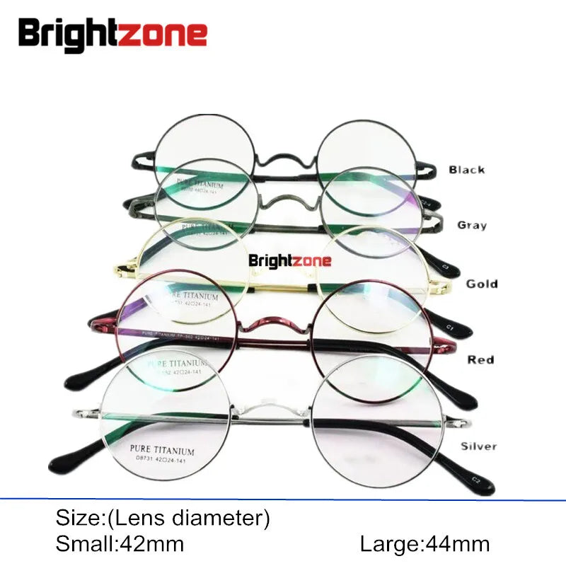 Brightzone Women's Full Rim Round Titanium Eyeglasses Frame 71422 - Lightweight & Durable Glasses for Work, Reading & Fashion