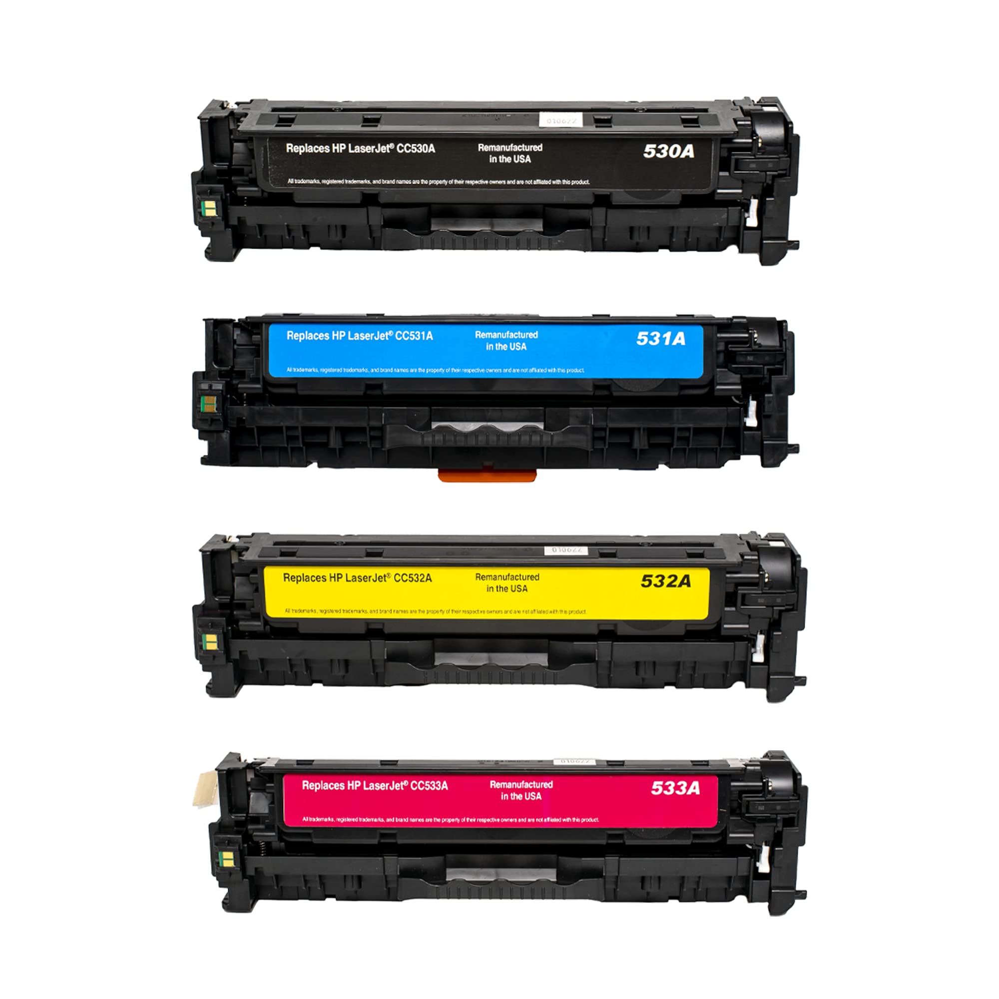 Remanufactured HP 304A 4-Pack Toner Cartridges (CC530A, CC531A, CC532A, CC533A) - Compatible with HP Color LaserJet CM2320 MFP & CP2025 Series Printers - Ideal for Office Printing, Home Use & Small Business Document Needs