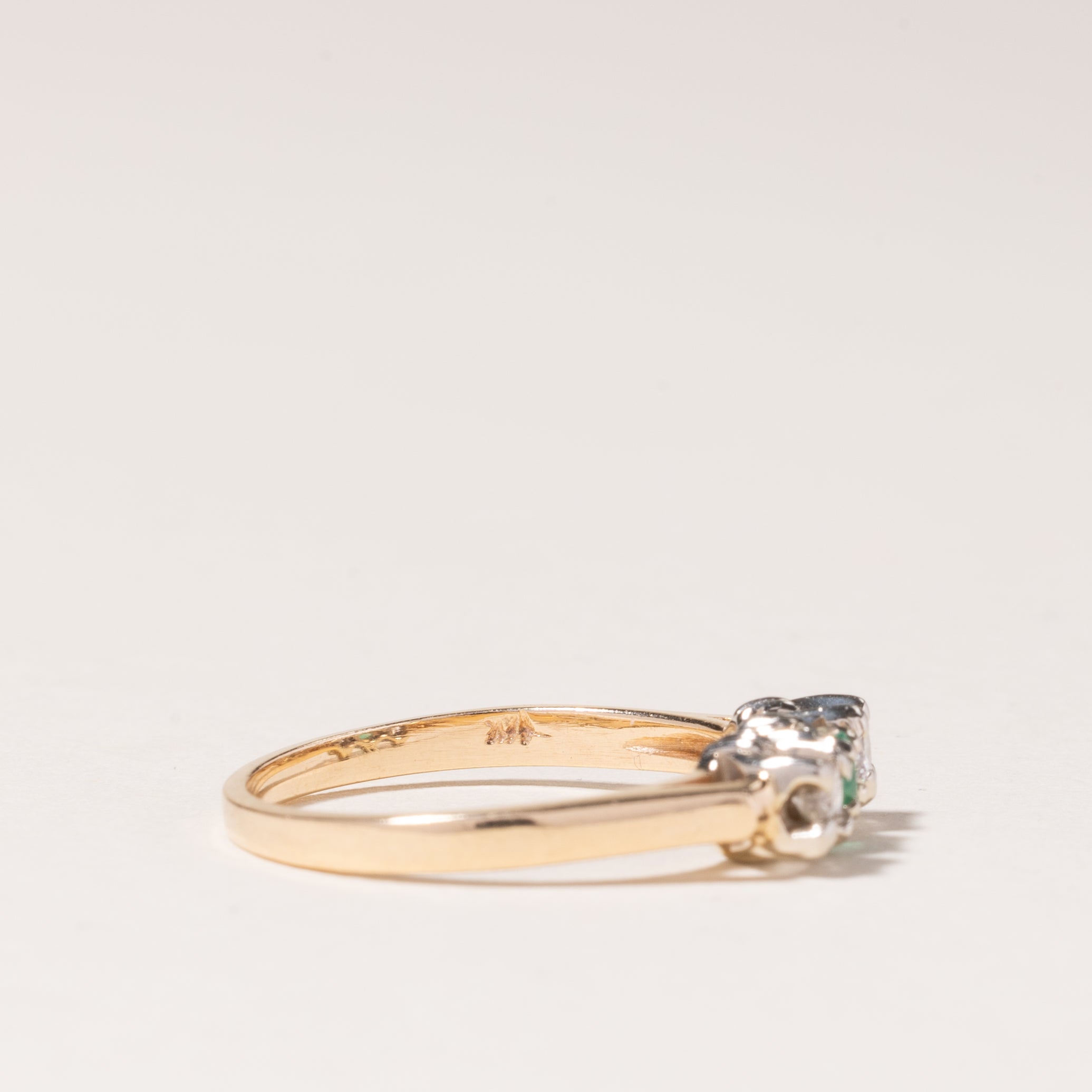 14K Yellow Gold Emerald and Diamond Ring - 0.10ct Emerald & 0.18ctw Diamond - Size 6 - Elegant Engagement, Wedding, Anniversary Jewelry Gift for Women