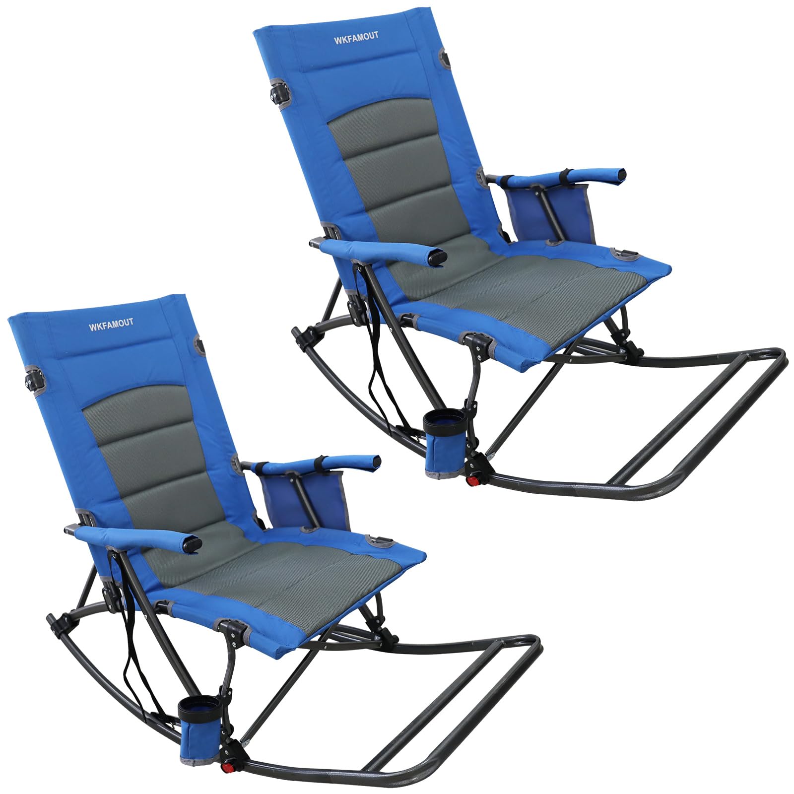 2 Pack Folding Rocking Camping Chairs with Footrest - Portable Oversized Padded Outdoor Rocking Chairs for Adults, Supports 400lbs - Perfect for Camping, Backyard, Beach, Picnics & Outdoor Relaxation