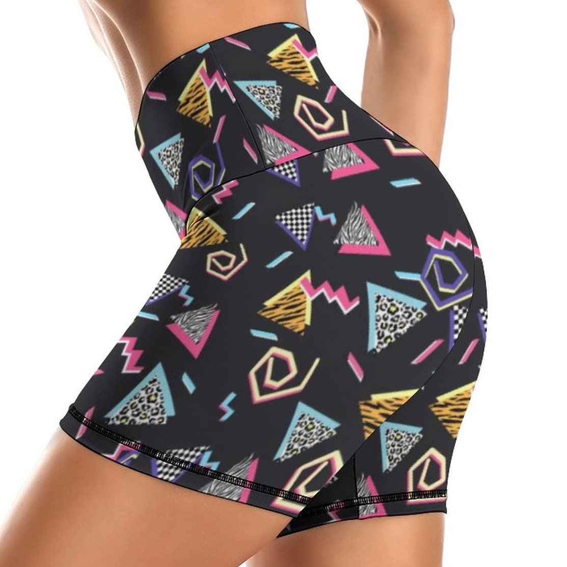 80s Retro Biker Shorts for Women - High Waist Spandex Workout Shorts | 90s Vintage Yoga Compression Shorts | Perfect for Gym, Cycling, Dance & 90s Theme Parties
