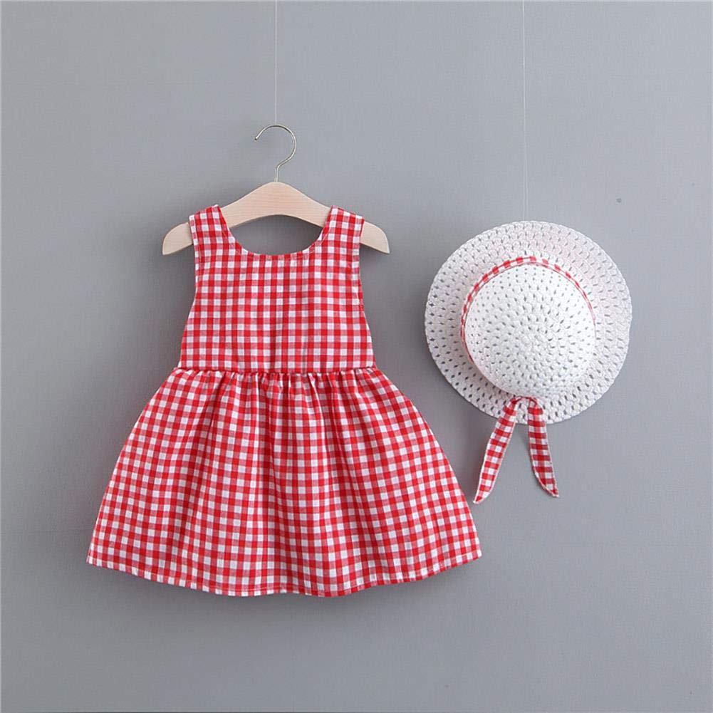 IDOPIP Baby Girl Tutu Dress - Sleeveless Backless Princess Party Dress with Flower Bow & Straw Hat Set | Summer Sundress for Birthday, Photo Shoot, Beach Outing & Special Occasions