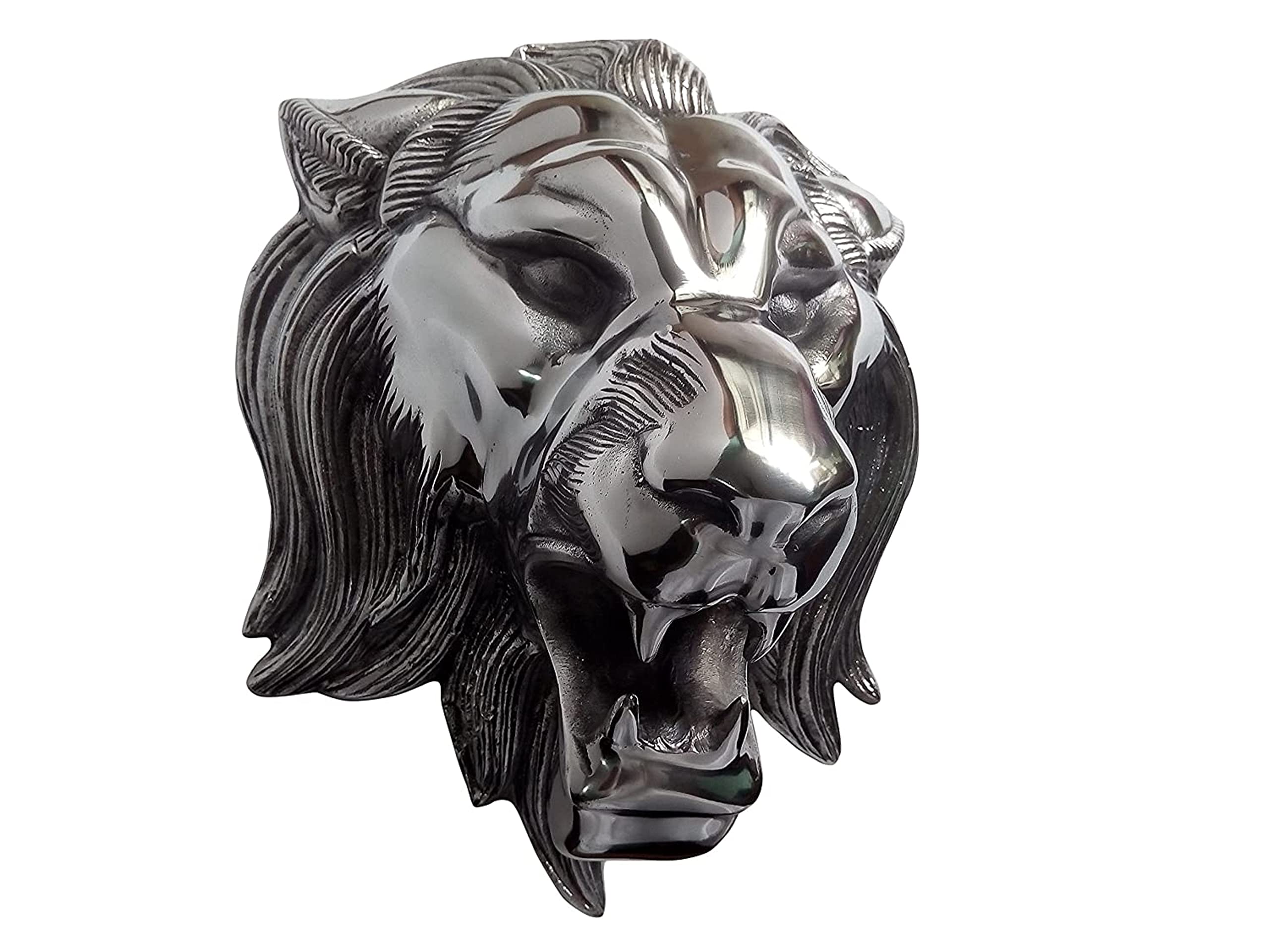 Silver Metal Lion Head Wall Mount Statue - Handcrafted Lion Sculpture Figurine for Home, Office & Restaurant Decor - Vintage Animal Wall Art by INDIAART12 | Perfect for Living Room, Bar, Hotel Lobby & Meditation Space Decor