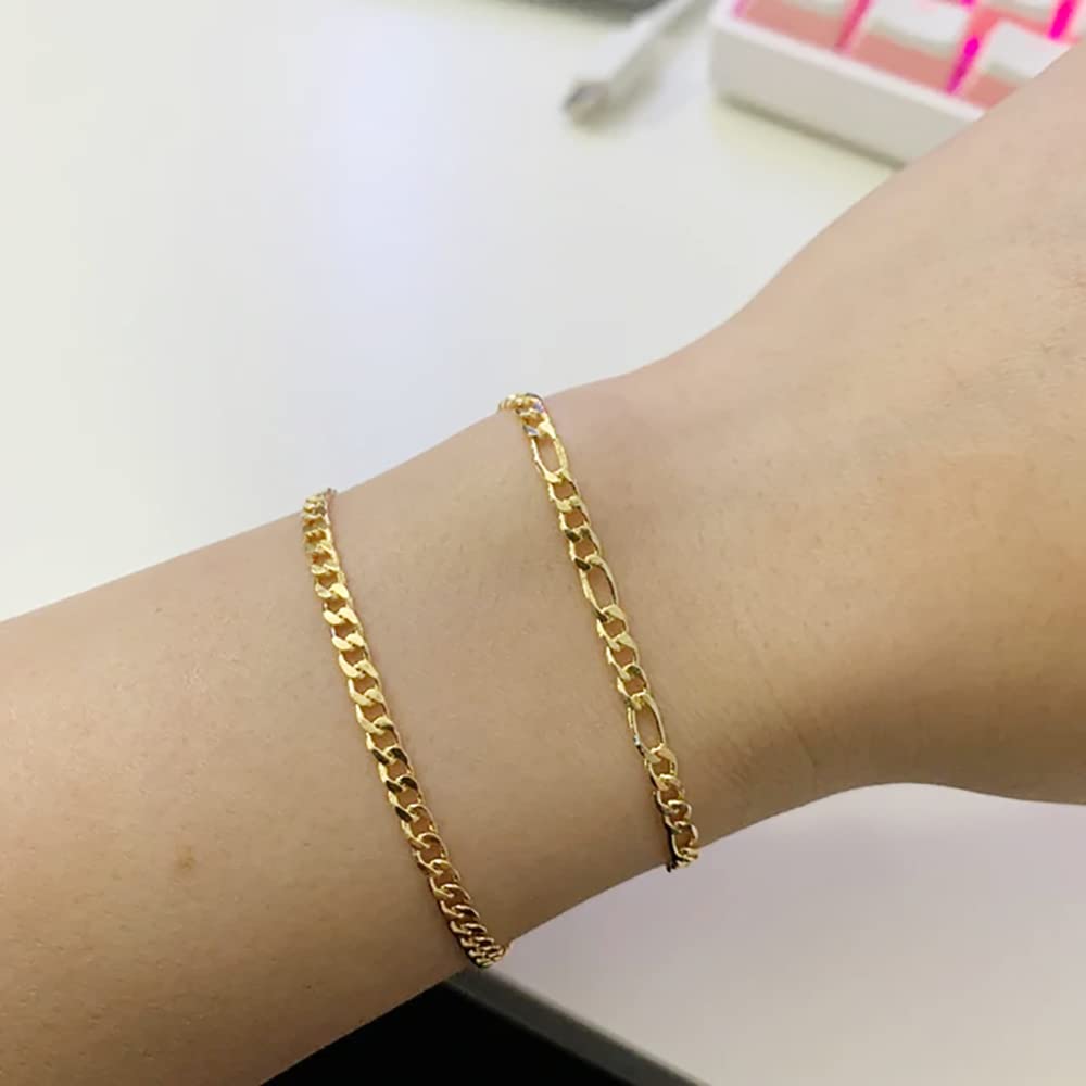 Women's Dainty Gold Chain Bracelet - Simple Layered Beaded Turquoise Bracelet with Charm Crystal Bar, Heart, Karma & Triangle Pearl Bracelets | Elegant Everyday Jewelry for Women, Perfect for Office, Date Night & Special Occasions