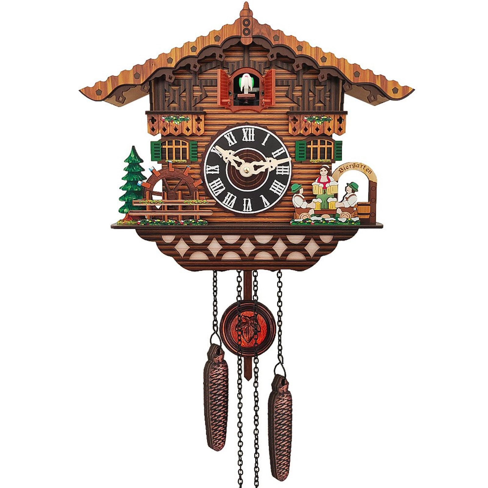 Handcrafted Brown Aimery Cuckoo Clock with Moving Coo Coo Bird & Melodic Chimes - Traditional German-Style Wall Clock for Home, Office & Cabin Decor (Model 2)