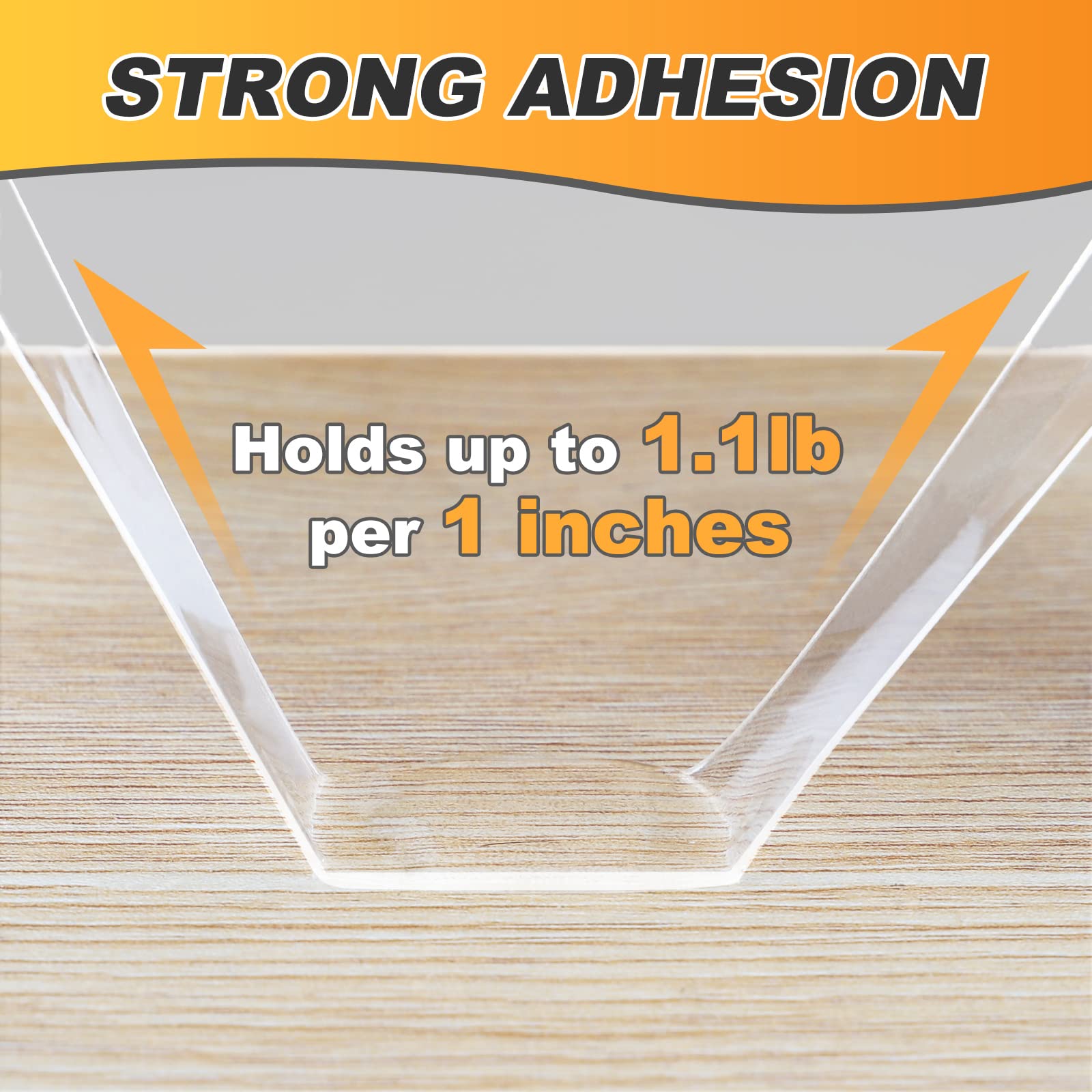 Strong Double Sided Tape - Heavy Duty Clear Mounting Adhesive, Waterproof Transparent 16.4FT Removable Wall Tape for Posters, Photos & Decor - Perfect for Home, Office & DIY Projects