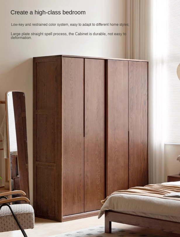 Solid Oak Wood Sliding Door Wardrobe Closet - Modern & Spacious Storage for Bedroom, Walk-In Closet, or Living Room Organization